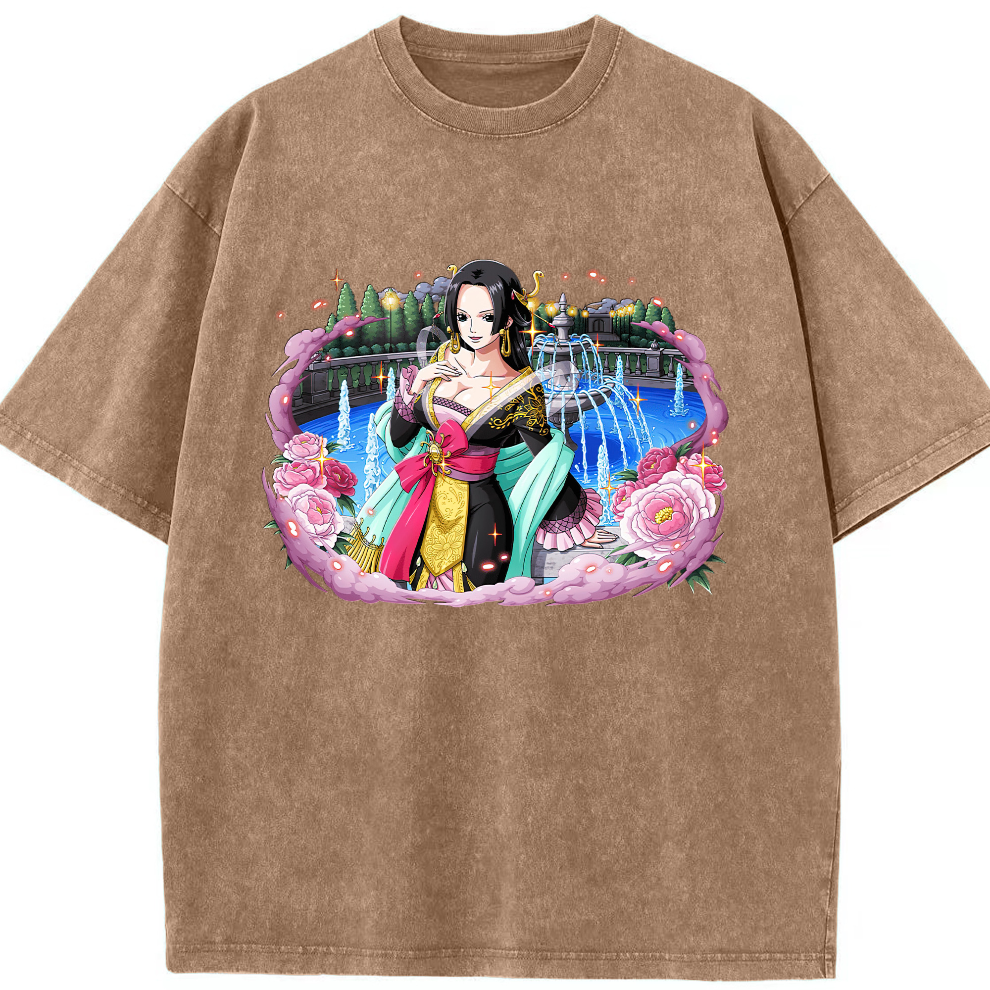 ワンピース ボア・ハンコック ONE PIECE Boa·Hancock 綿100% ヴィンテージ風 半袖Tシャツ（フロントプリント）