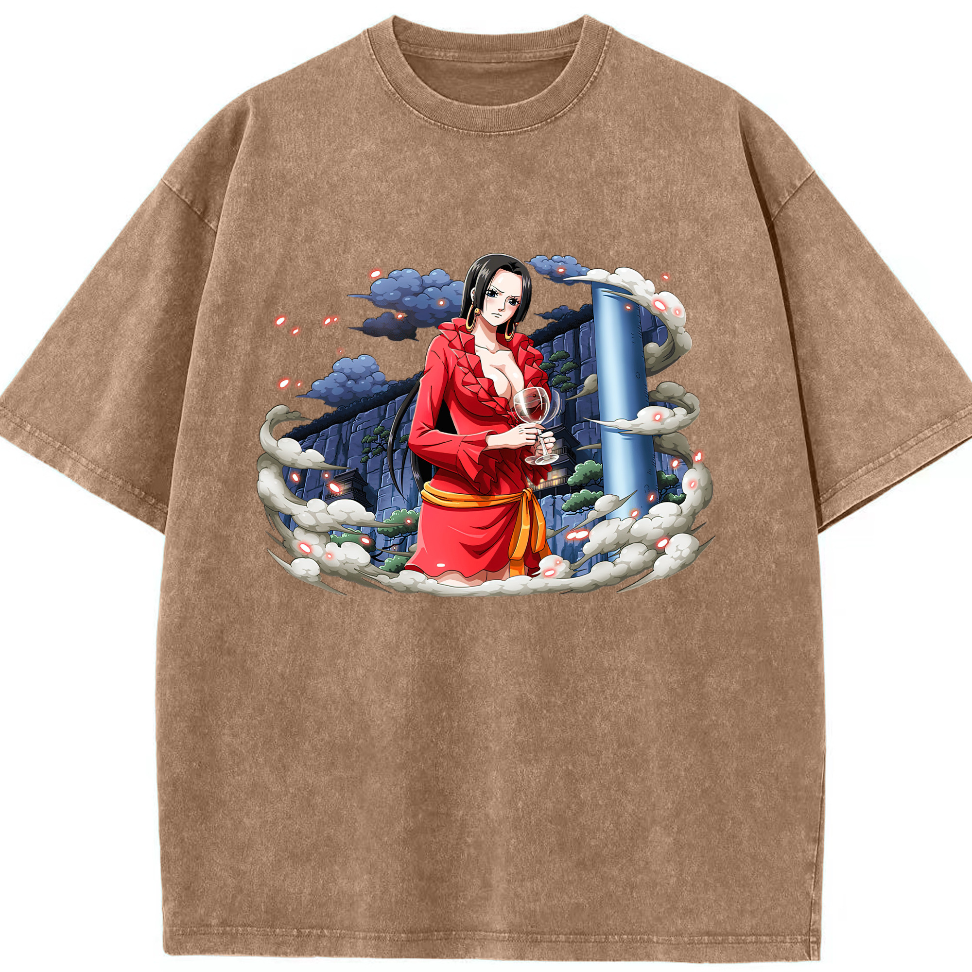 ワンピース ボア・ハンコック ONE PIECE Boa·Hancock 綿100% ヴィンテージ風 半袖Tシャツ（フロントプリント）