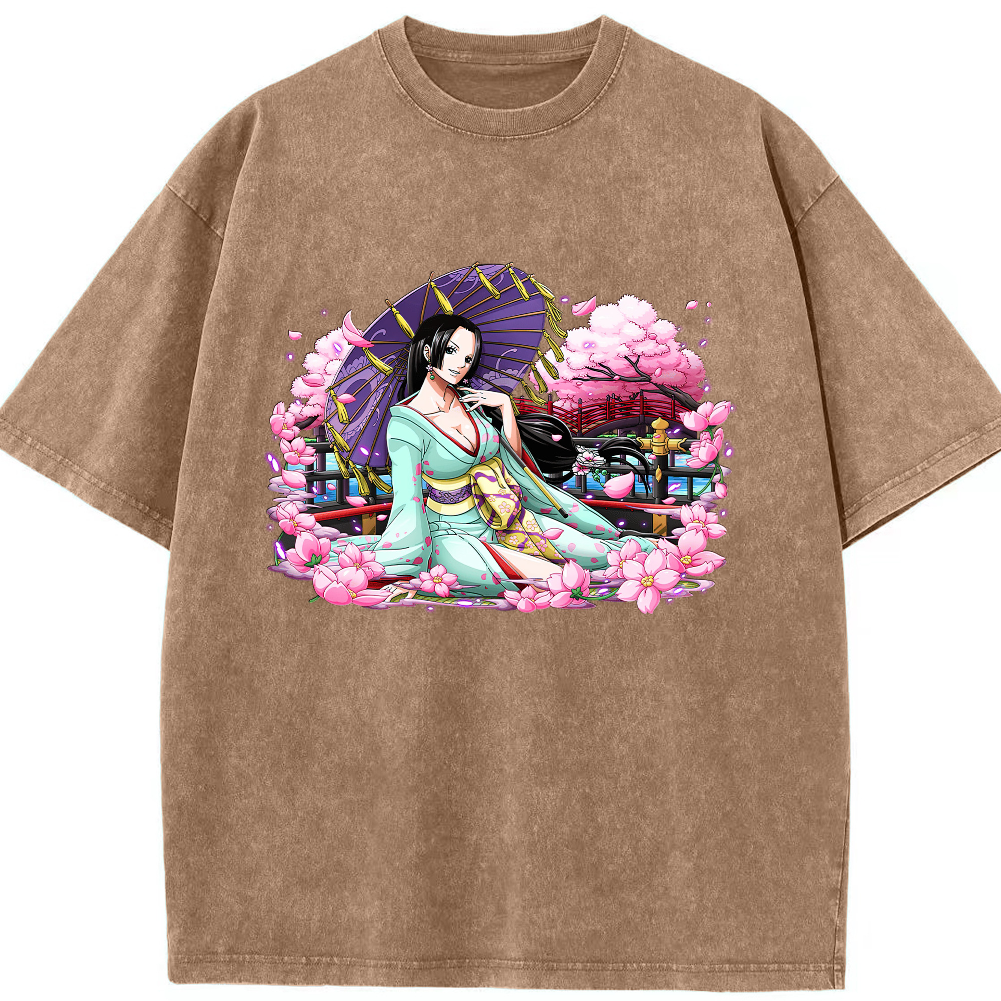 ワンピース ボア・ハンコック ONE PIECE Boa·Hancock 綿100% ヴィンテージ風 半袖Tシャツ（フロントプリント）