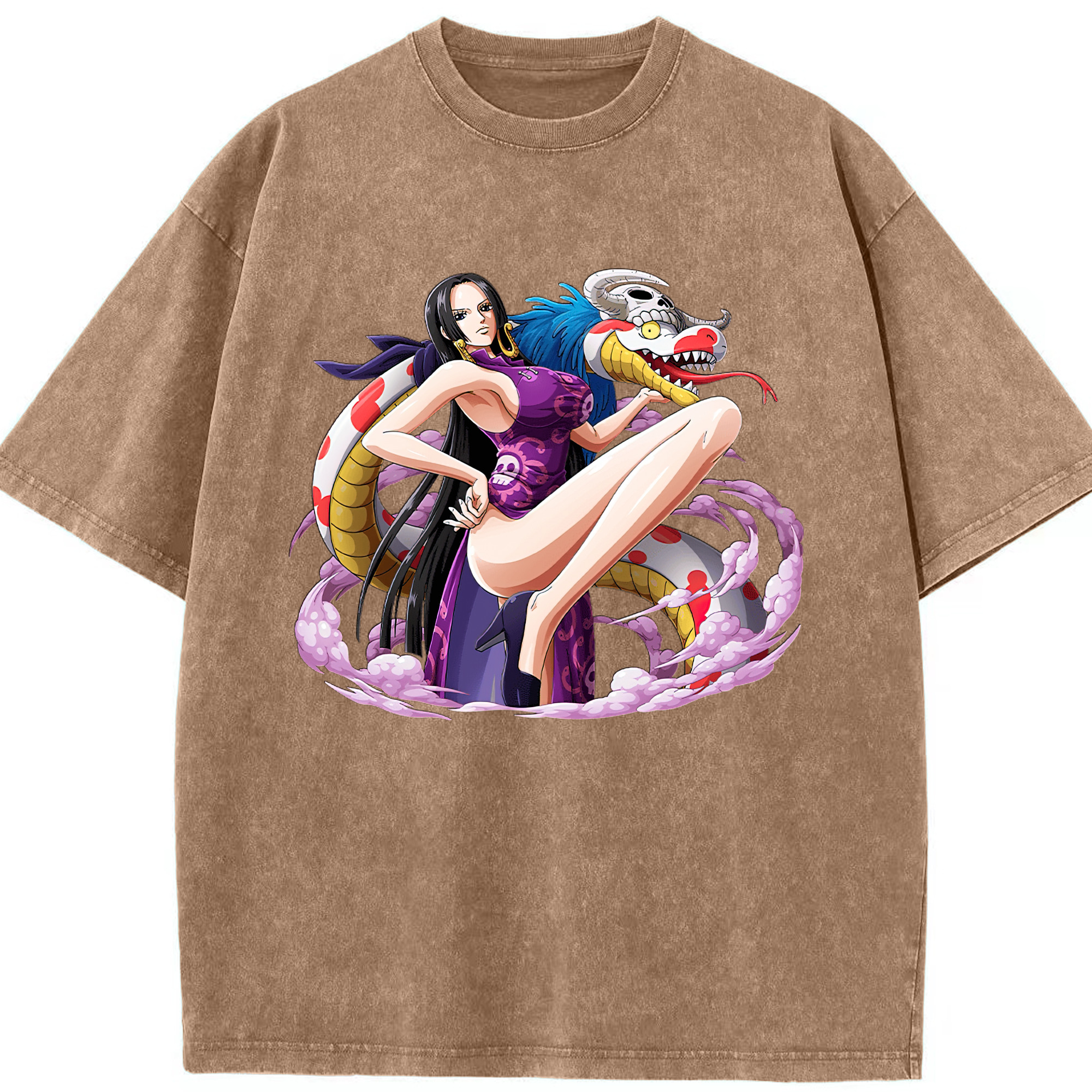 ワンピース ボア・ハンコック ONE PIECE Boa·Hancock 綿100% ヴィンテージ風 半袖Tシャツ（フロントプリント）