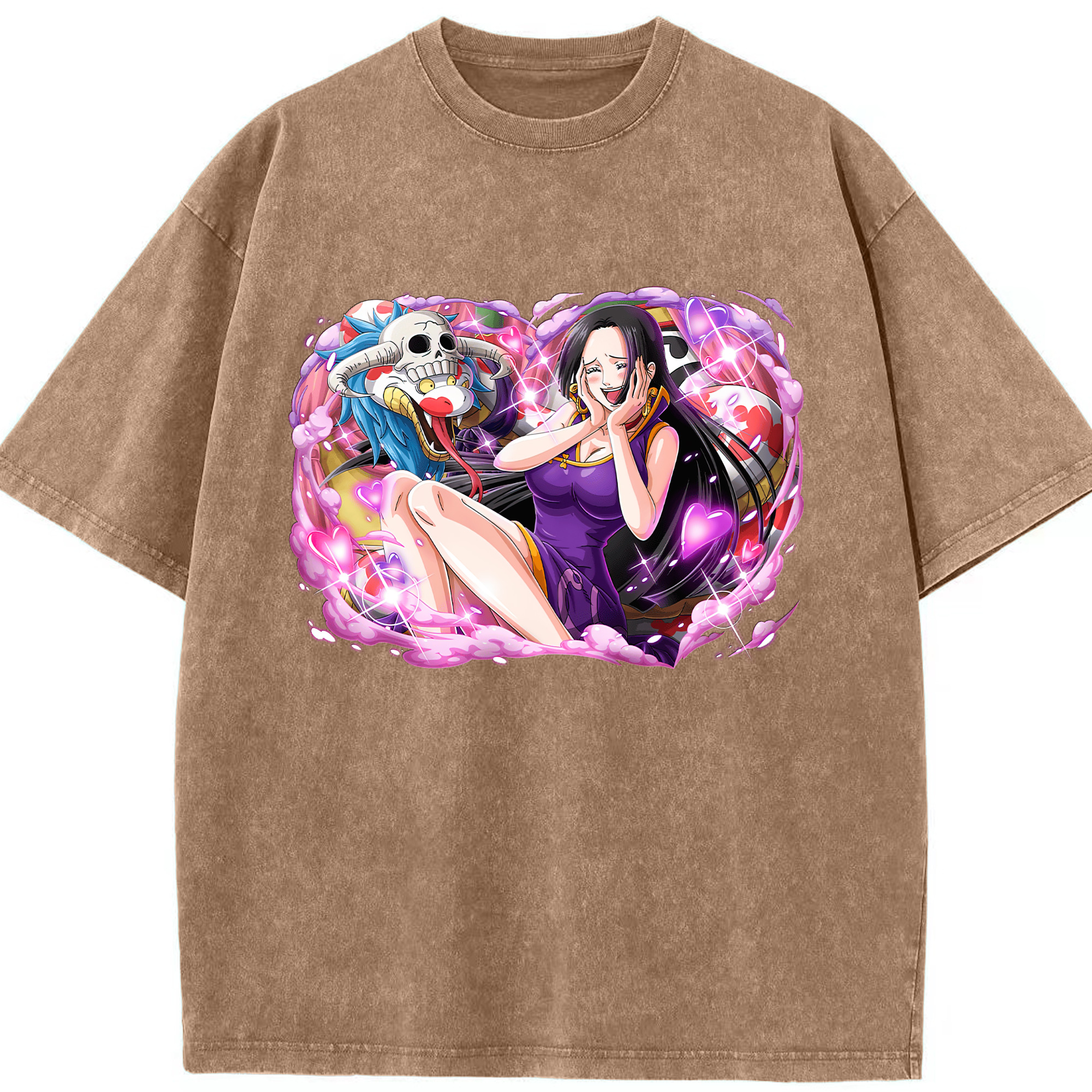 ワンピース ボア・ハンコック ONE PIECE Boa·Hancock 綿100% ヴィンテージ風 半袖Tシャツ（フロントプリント）