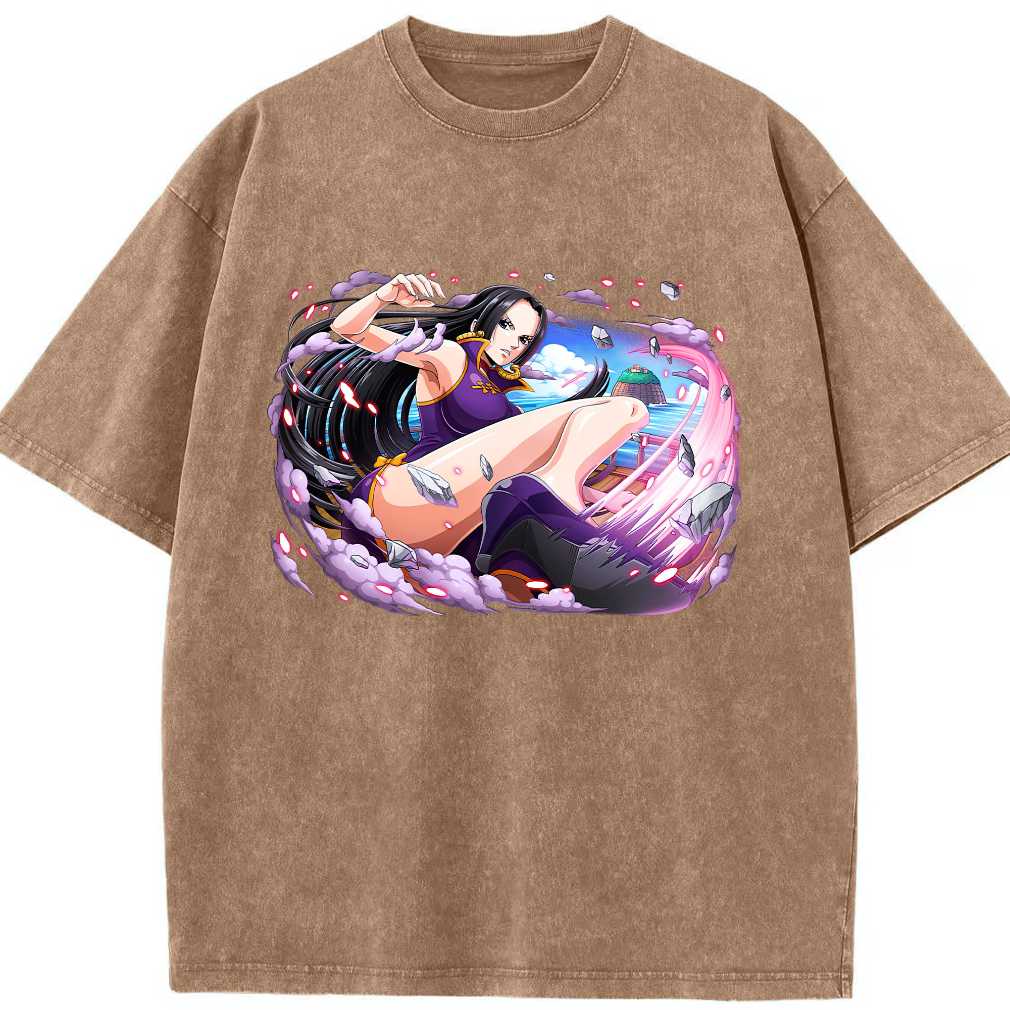 ワンピース ボア・ハンコック ONE PIECE Boa·Hancock 綿100% ヴィンテージ風 半袖Tシャツ（フロントプリント）