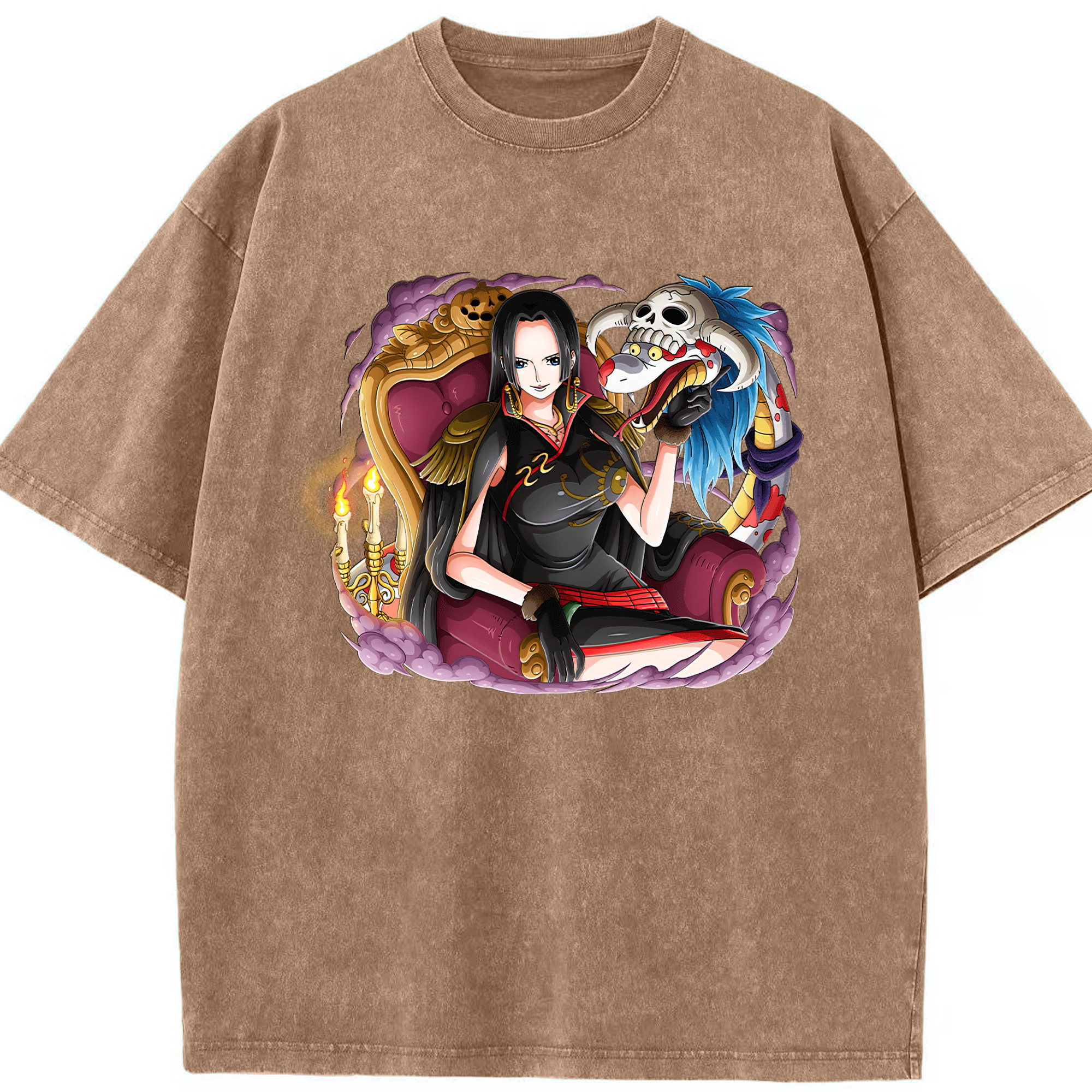 ワンピース ボア・ハンコック ONE PIECE Boa·Hancock 綿100% ヴィンテージ風 半袖Tシャツ（フロントプリント）