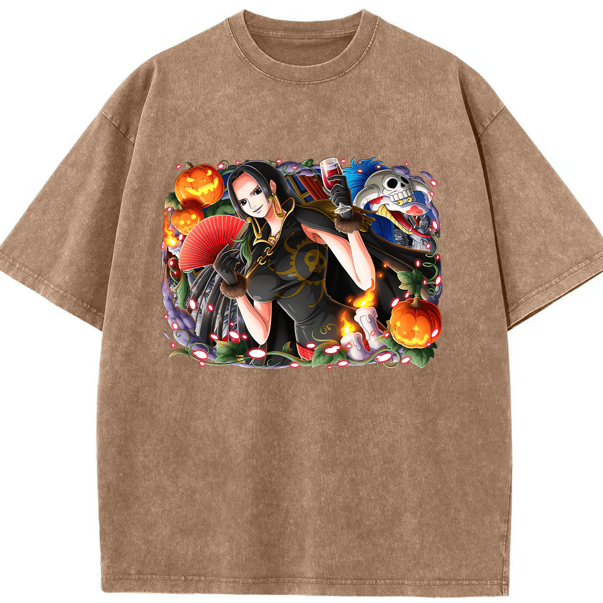 ワンピース ボア・ハンコック ONE PIECE Boa·Hancock 綿100% ヴィンテージ風 半袖Tシャツ（フロントプリント）
