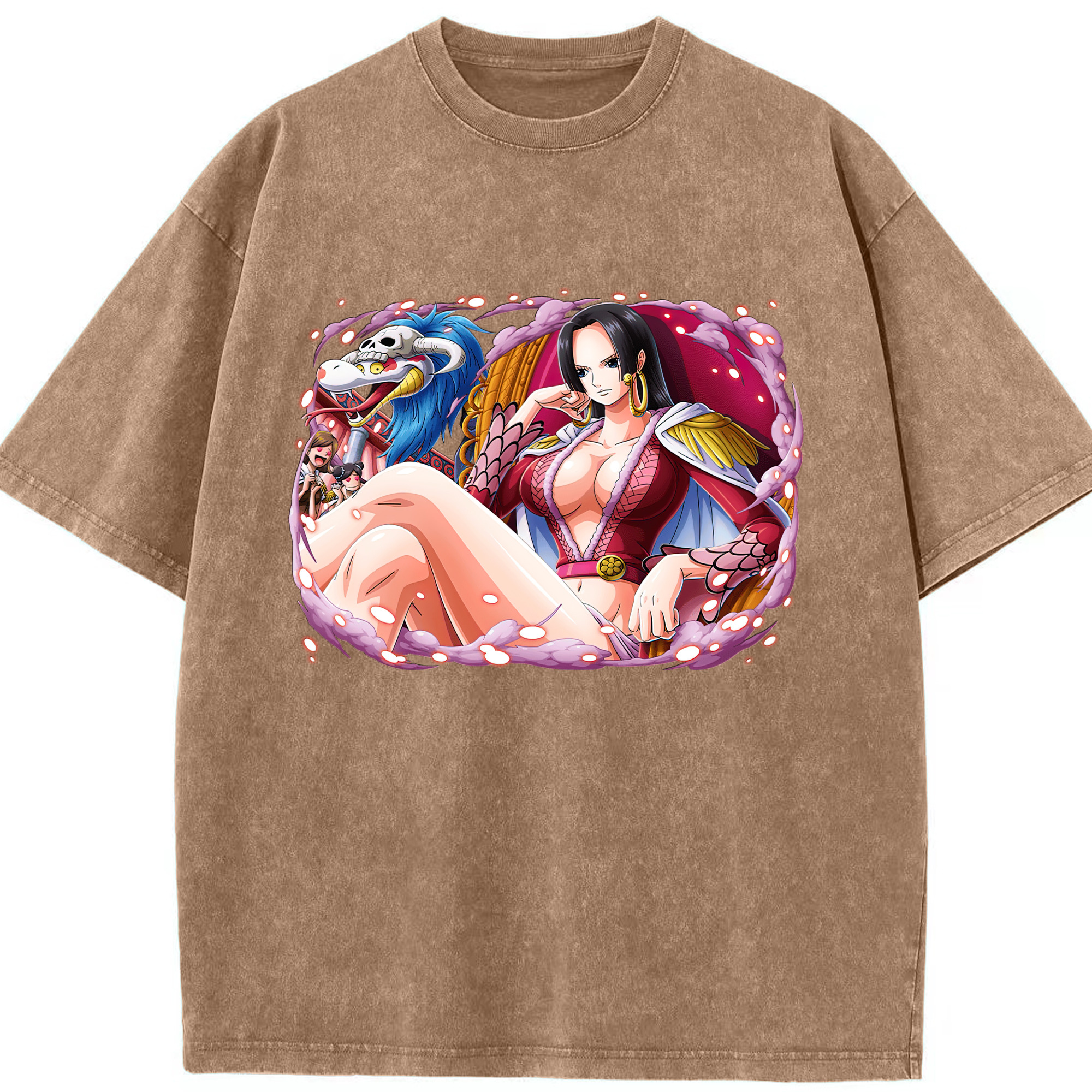 ワンピース ボア・ハンコック ONE PIECE Boa·Hancock 綿100% ヴィンテージ風 半袖Tシャツ（フロントプリント）