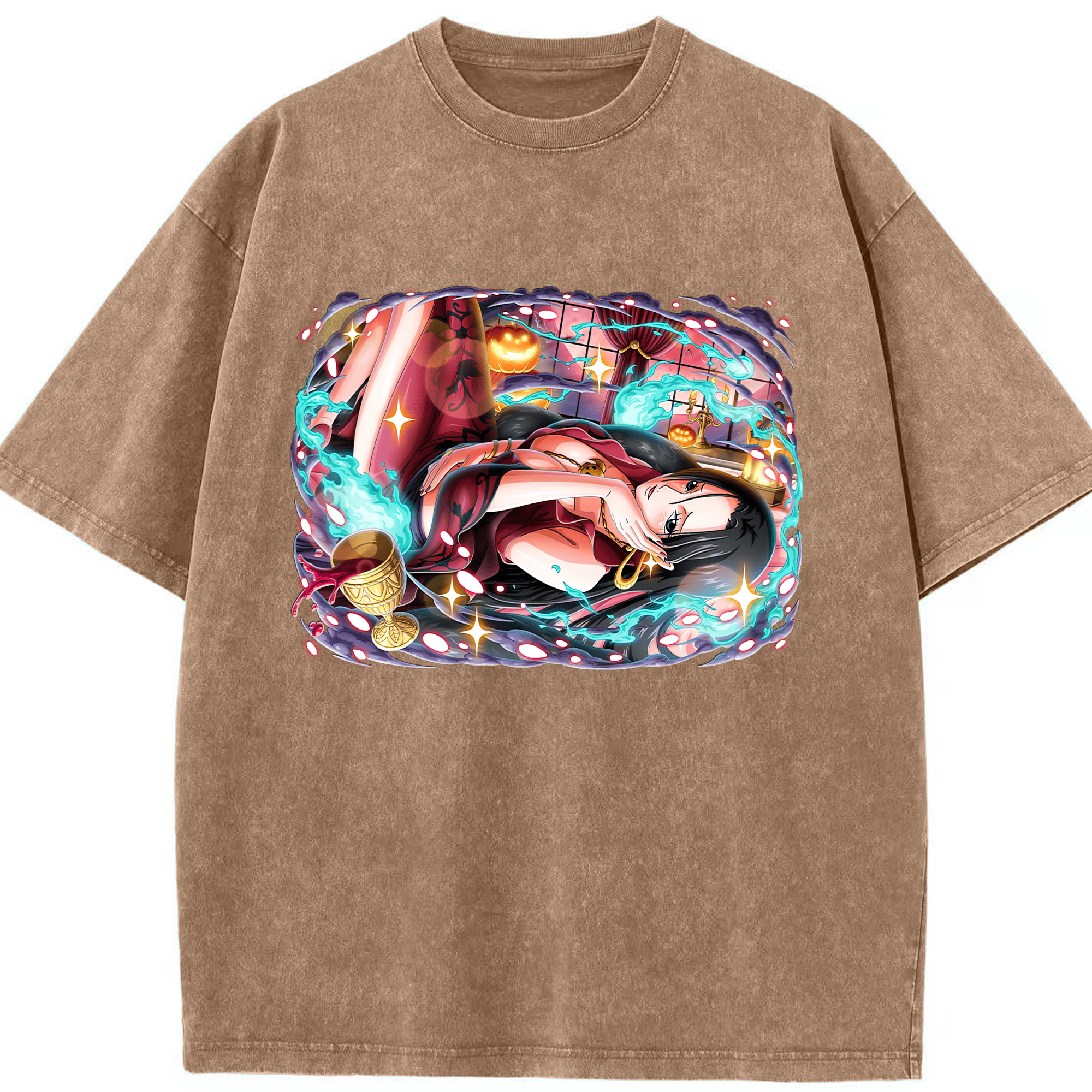 ワンピース ボア・ハンコック ONE PIECE Boa·Hancock 綿100% ヴィンテージ風 半袖Tシャツ（フロントプリント）