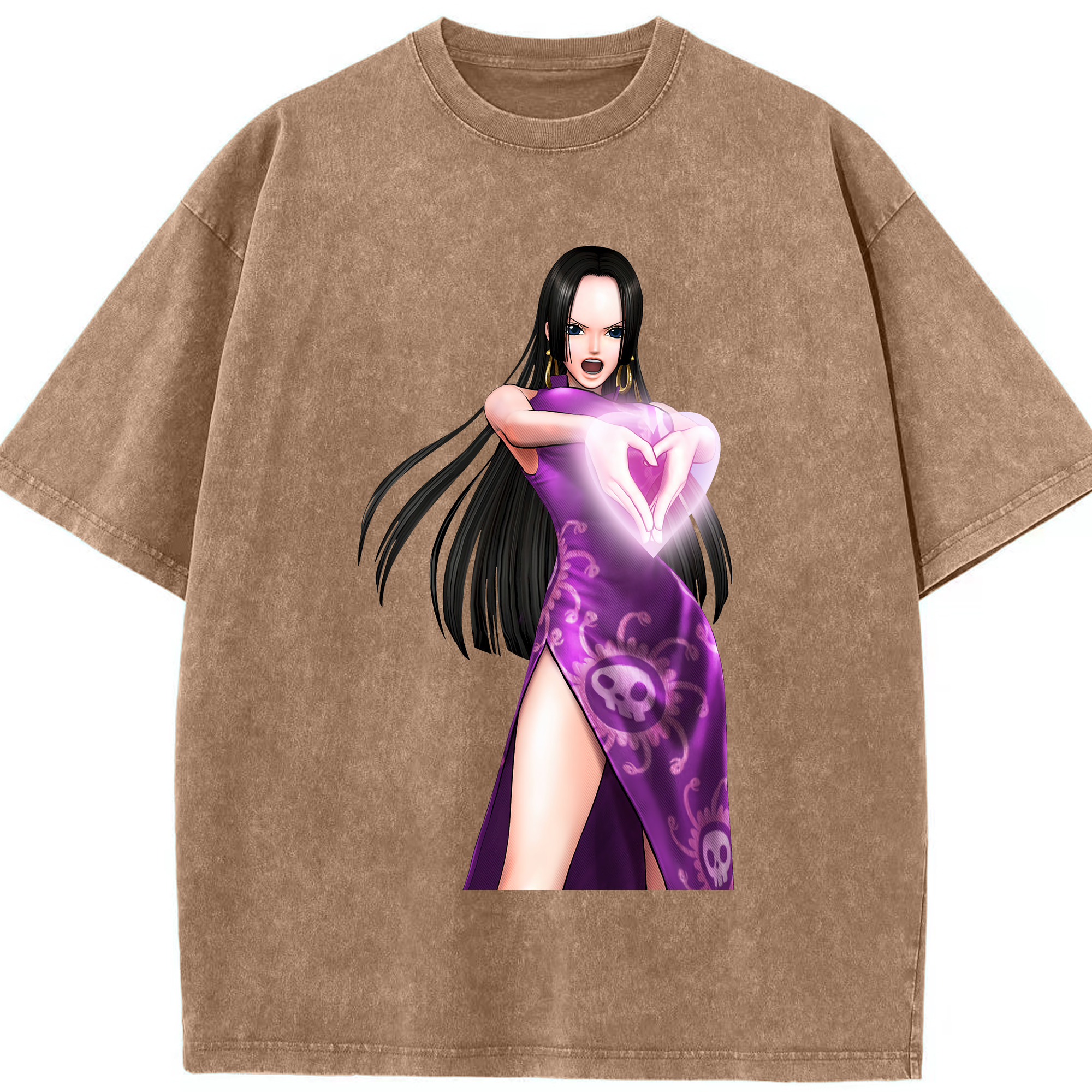 ワンピース ボア・ハンコック ONE PIECE Boa·Hancock 綿100% ヴィンテージ風 半袖Tシャツ（フロントプリント）