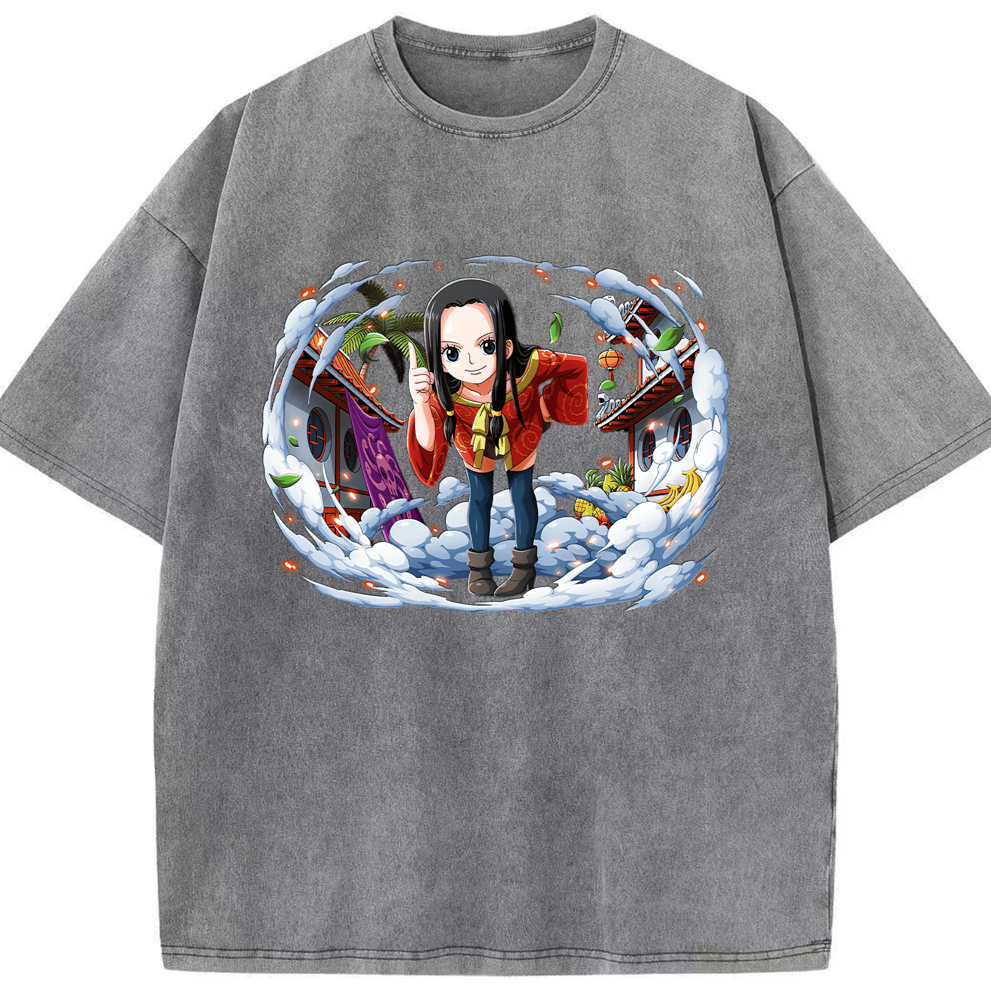 ワンピース ボア・ハンコック ONE PIECE Boa·Hancock 綿100% ヴィンテージ風 半袖Tシャツ（フロントプリント）