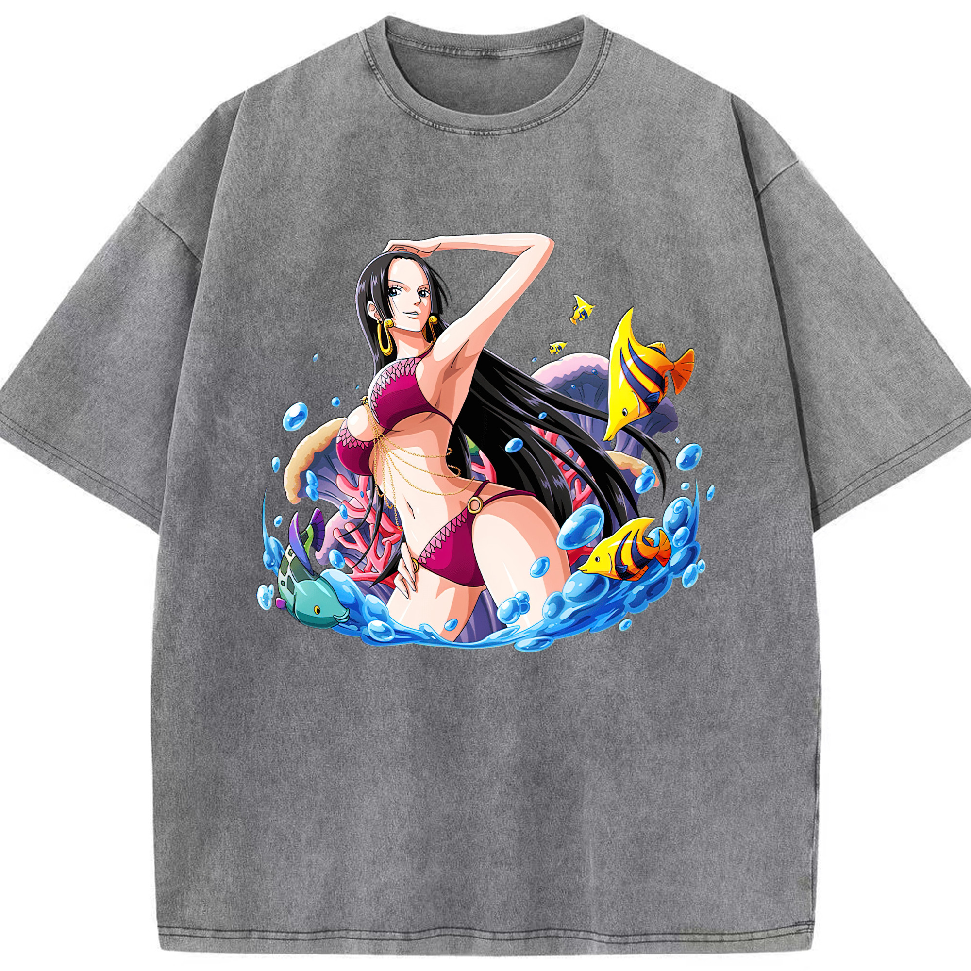 ワンピース ボア・ハンコック ONE PIECE Boa·Hancock 綿100% ヴィンテージ風 半袖Tシャツ（フロントプリント）