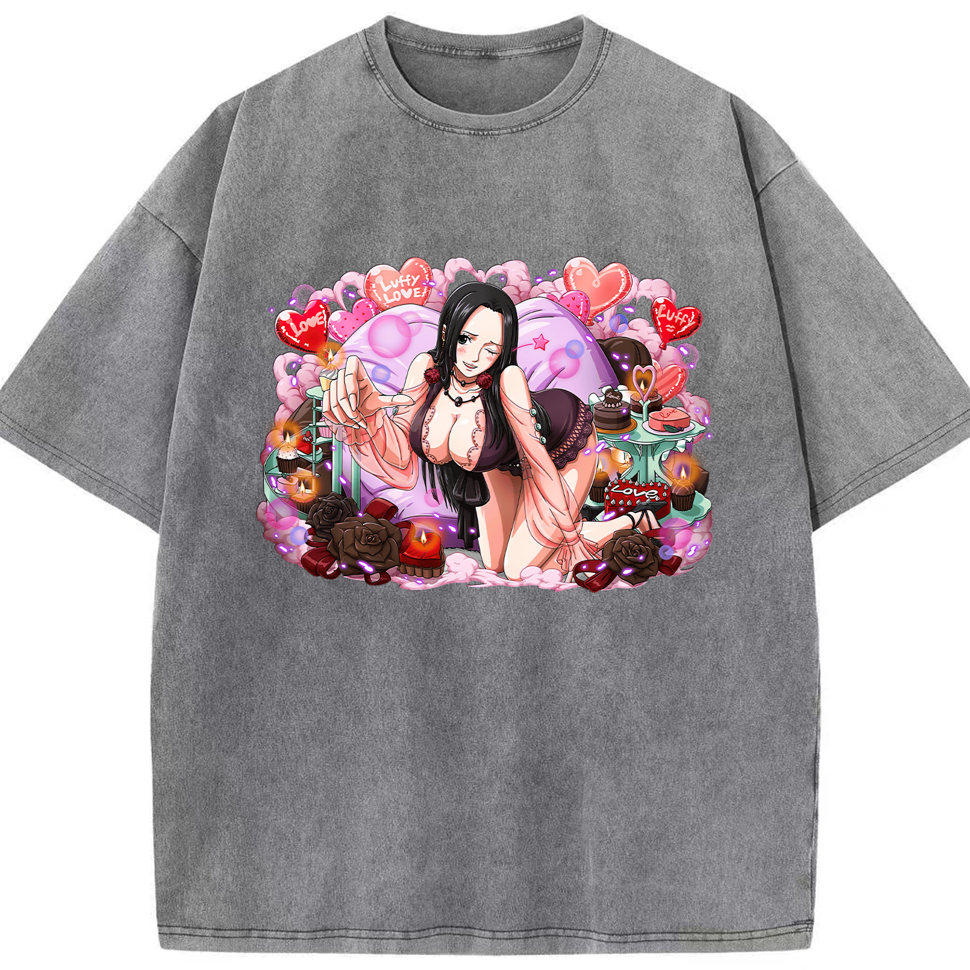 ワンピース ボア・ハンコック ONE PIECE Boa·Hancock 綿100% ヴィンテージ風 半袖Tシャツ（フロントプリント）