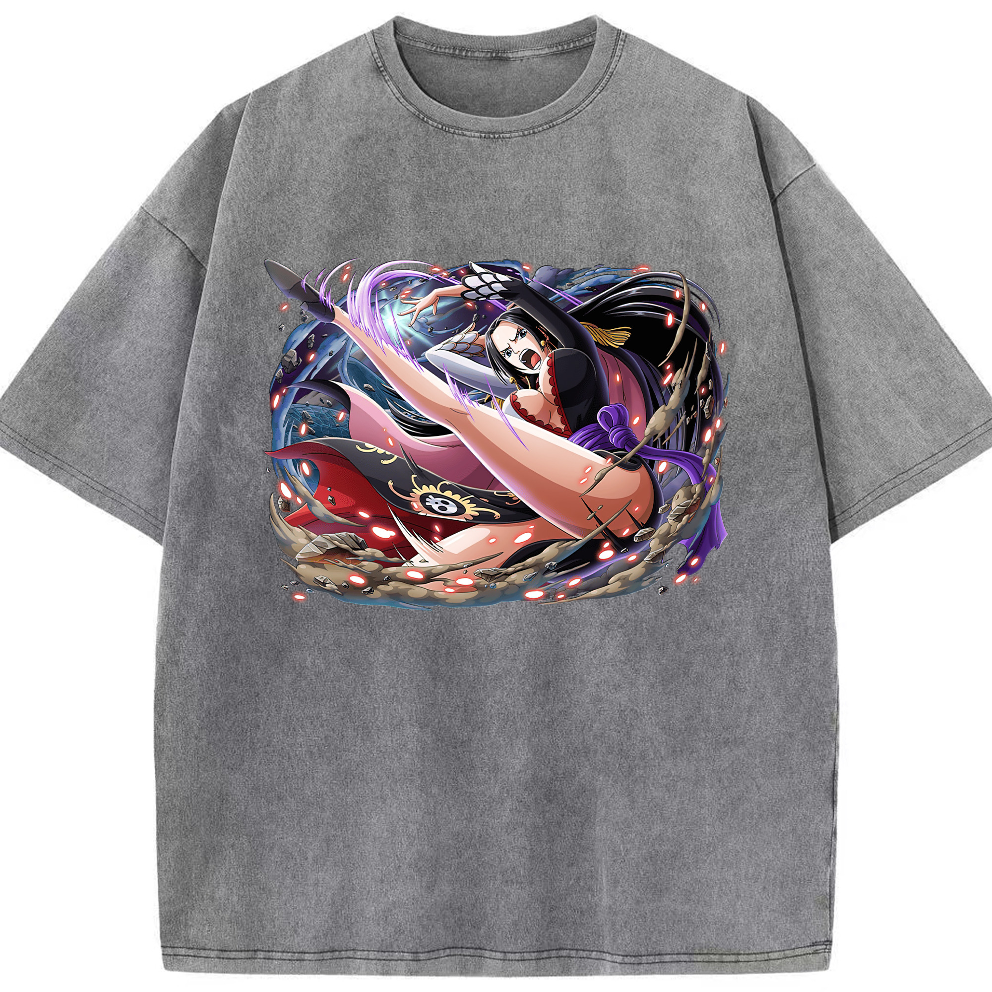 ワンピース ボア・ハンコック ONE PIECE Boa·Hancock 綿100% ヴィンテージ風 半袖Tシャツ（フロントプリント）