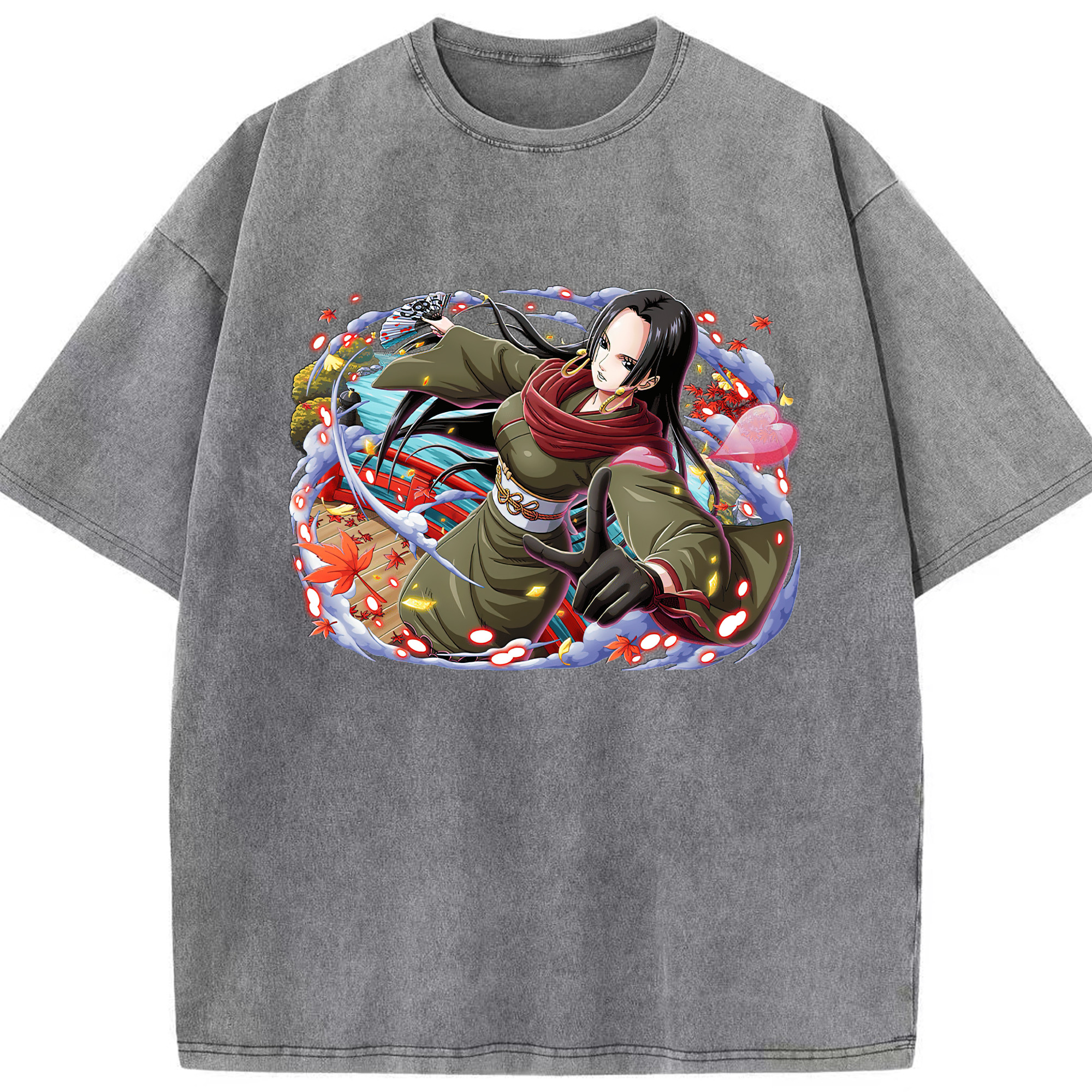 ワンピース ボア・ハンコック ONE PIECE Boa·Hancock 綿100% ヴィンテージ風 半袖Tシャツ（フロントプリント）
