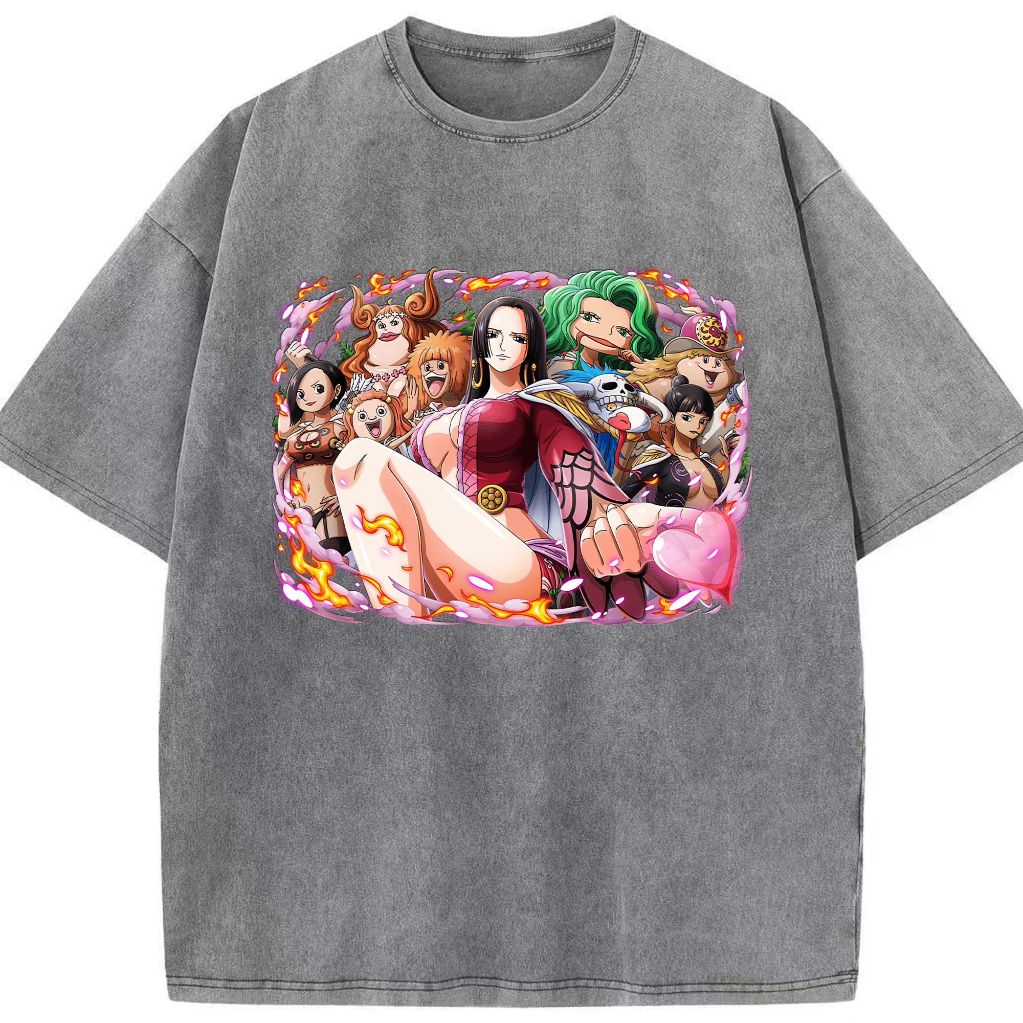 ワンピース ボア・ハンコック ONE PIECE Boa·Hancock 綿100% ヴィンテージ風 半袖Tシャツ（フロントプリント）
