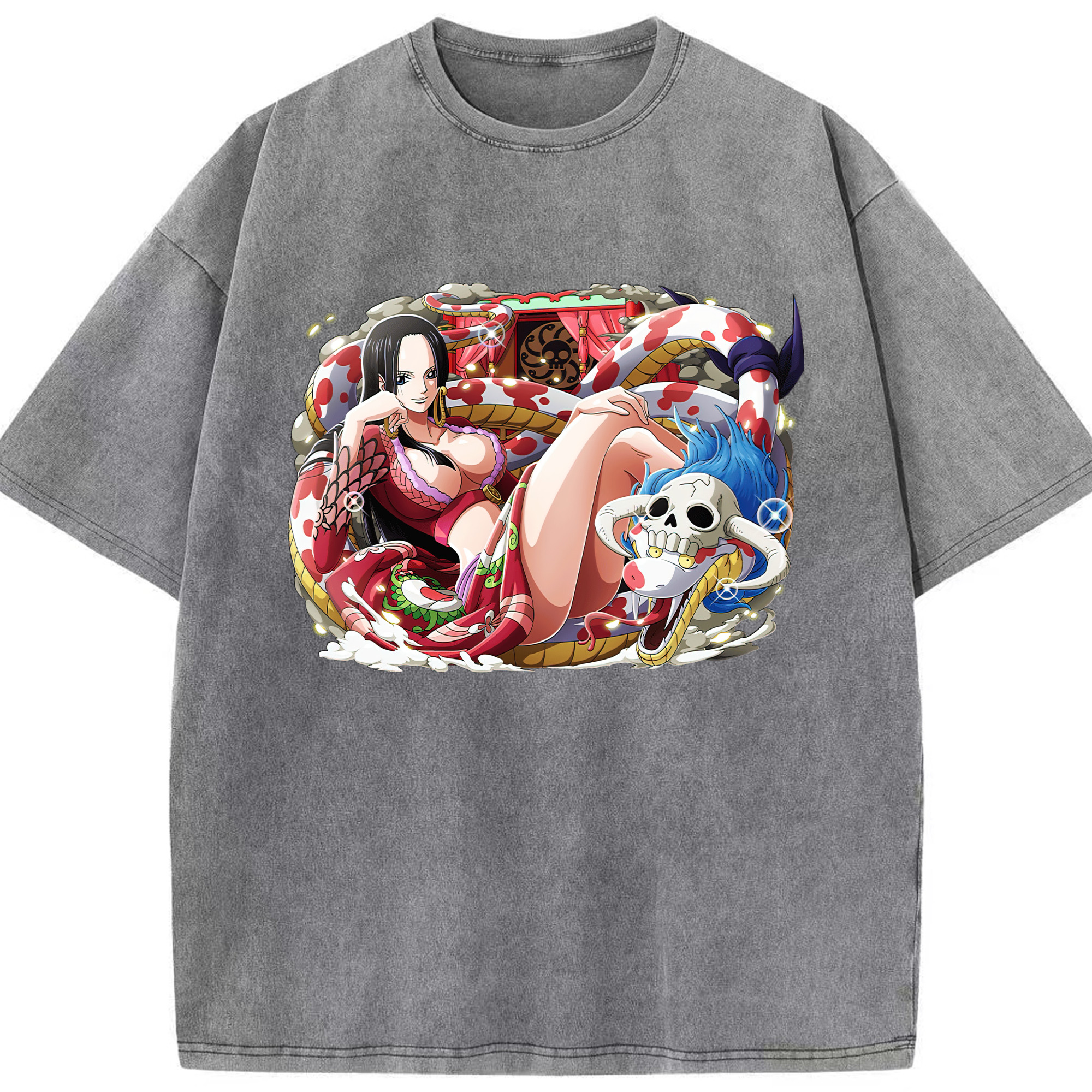 ワンピース ボア・ハンコック ONE PIECE Boa·Hancock 綿100% ヴィンテージ風 半袖Tシャツ（フロントプリント）