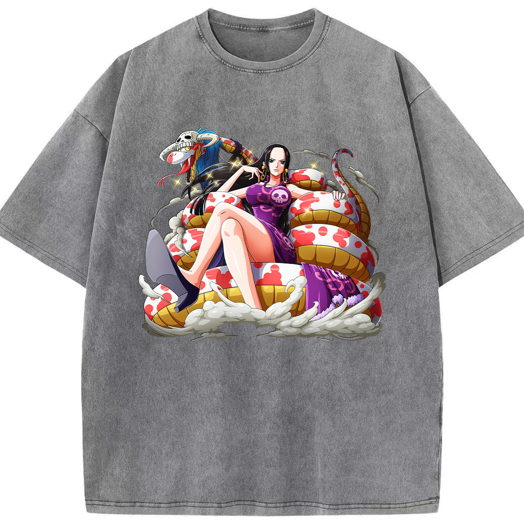 ワンピース ボア・ハンコック ONE PIECE Boa·Hancock 綿100% ヴィンテージ風 半袖Tシャツ（フロントプリント）