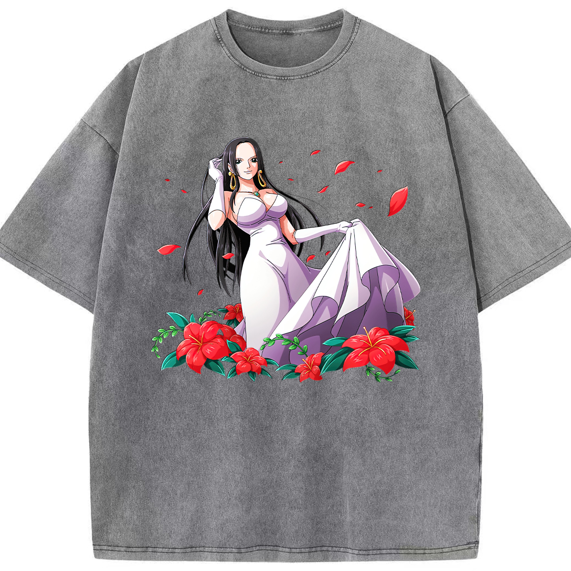 ワンピース ボア・ハンコック ONE PIECE Boa·Hancock 綿100% ヴィンテージ風 半袖Tシャツ（フロントプリント）