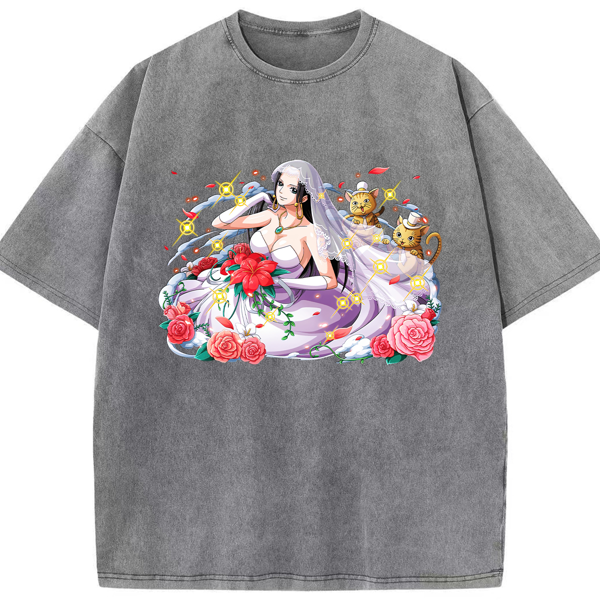 ワンピース ボア・ハンコック ONE PIECE Boa·Hancock 綿100% ヴィンテージ風 半袖Tシャツ（フロントプリント）