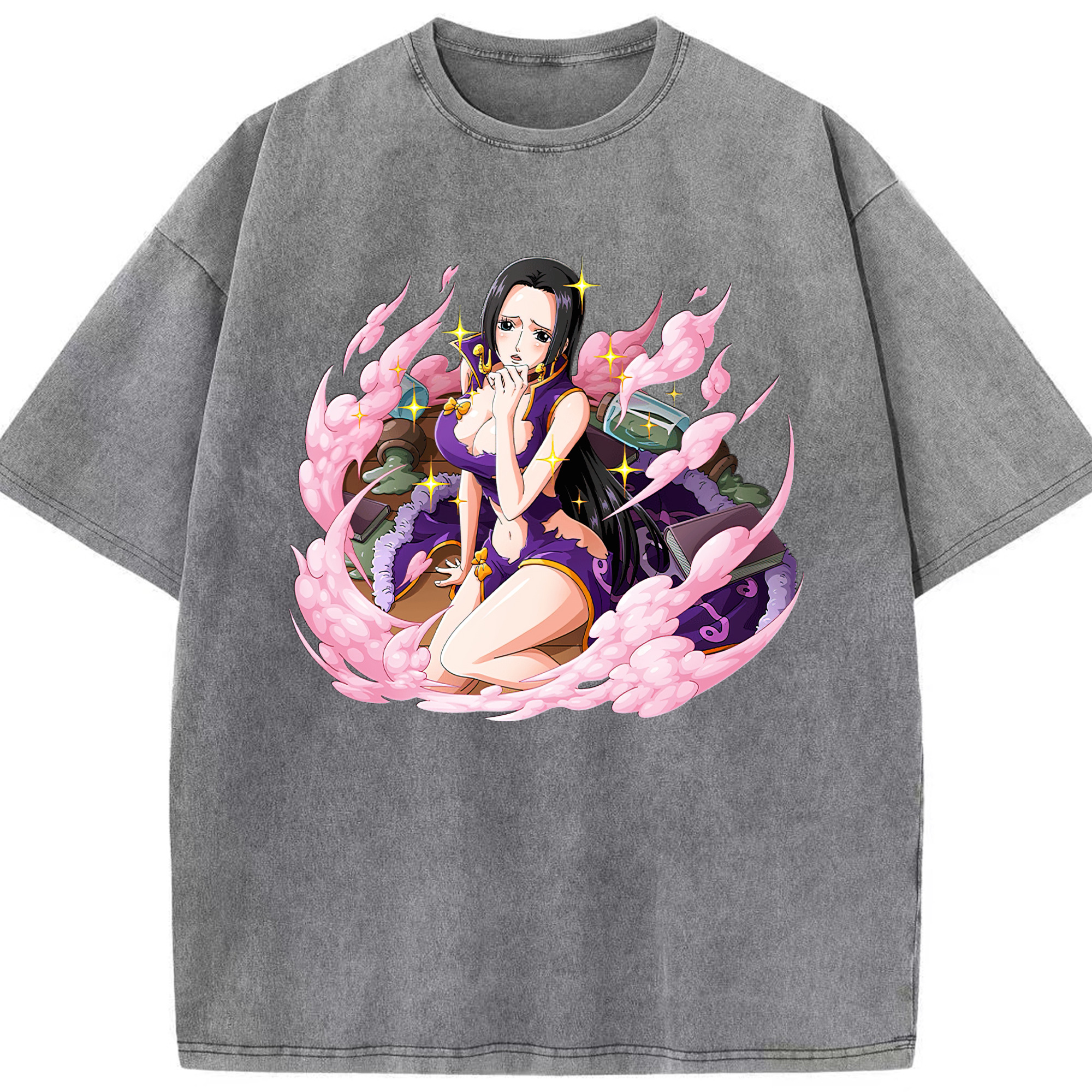 ワンピース ボア・ハンコック ONE PIECE Boa·Hancock 綿100% ヴィンテージ風 半袖Tシャツ（フロントプリント）