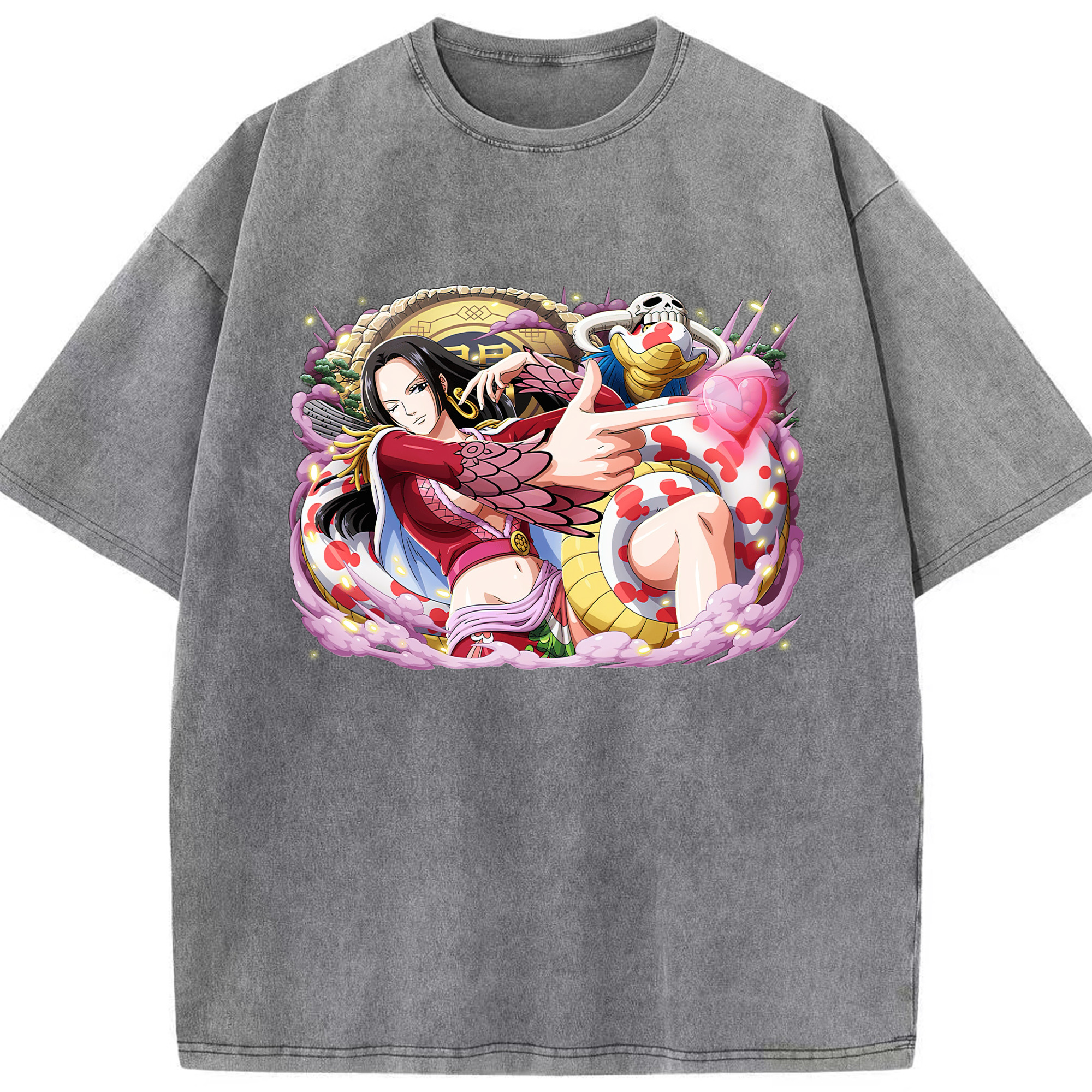 ワンピース ボア・ハンコック ONE PIECE Boa·Hancock 綿100% ヴィンテージ風 半袖Tシャツ（フロントプリント）