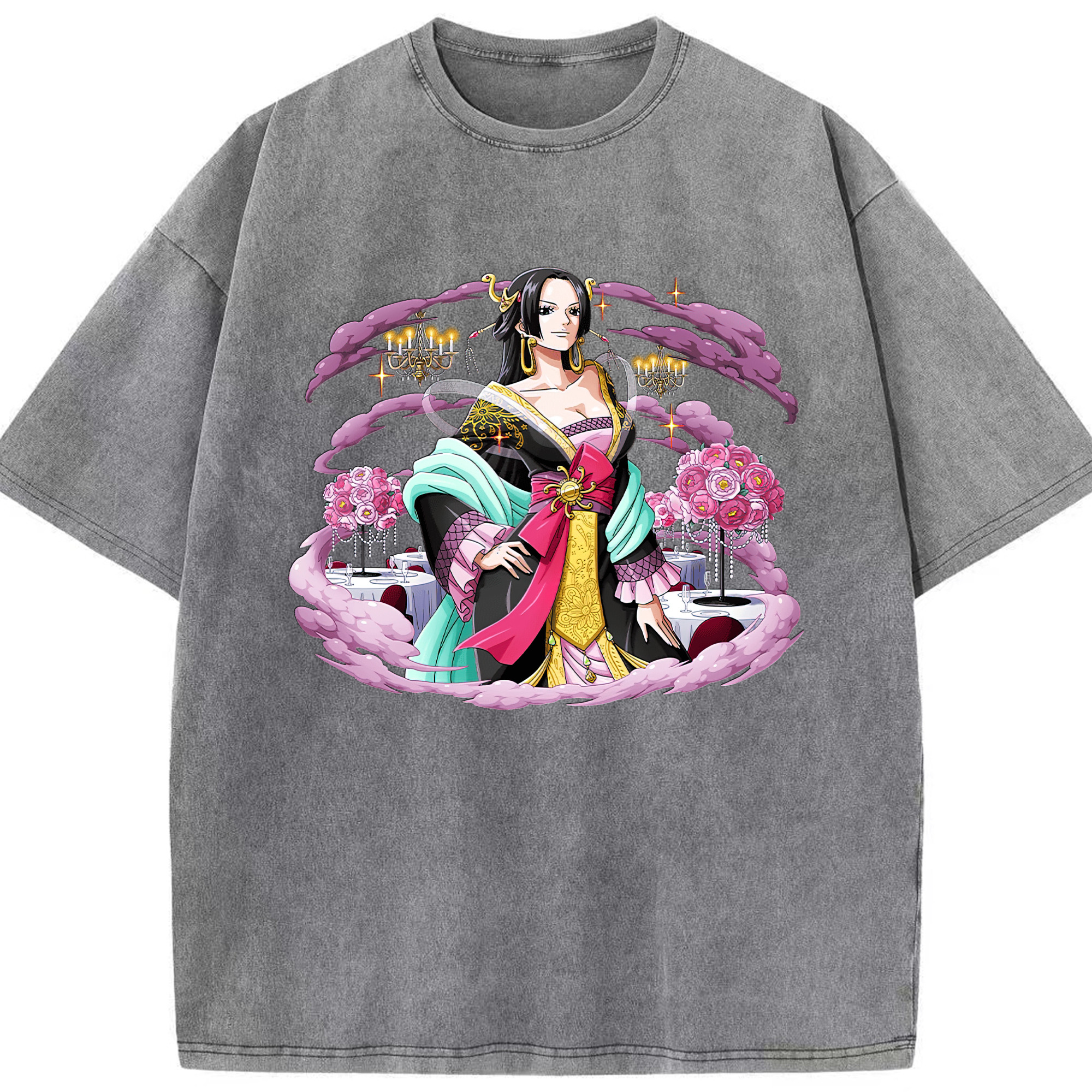 ワンピース ボア・ハンコック ONE PIECE Boa·Hancock 綿100% ヴィンテージ風 半袖Tシャツ（フロントプリント）