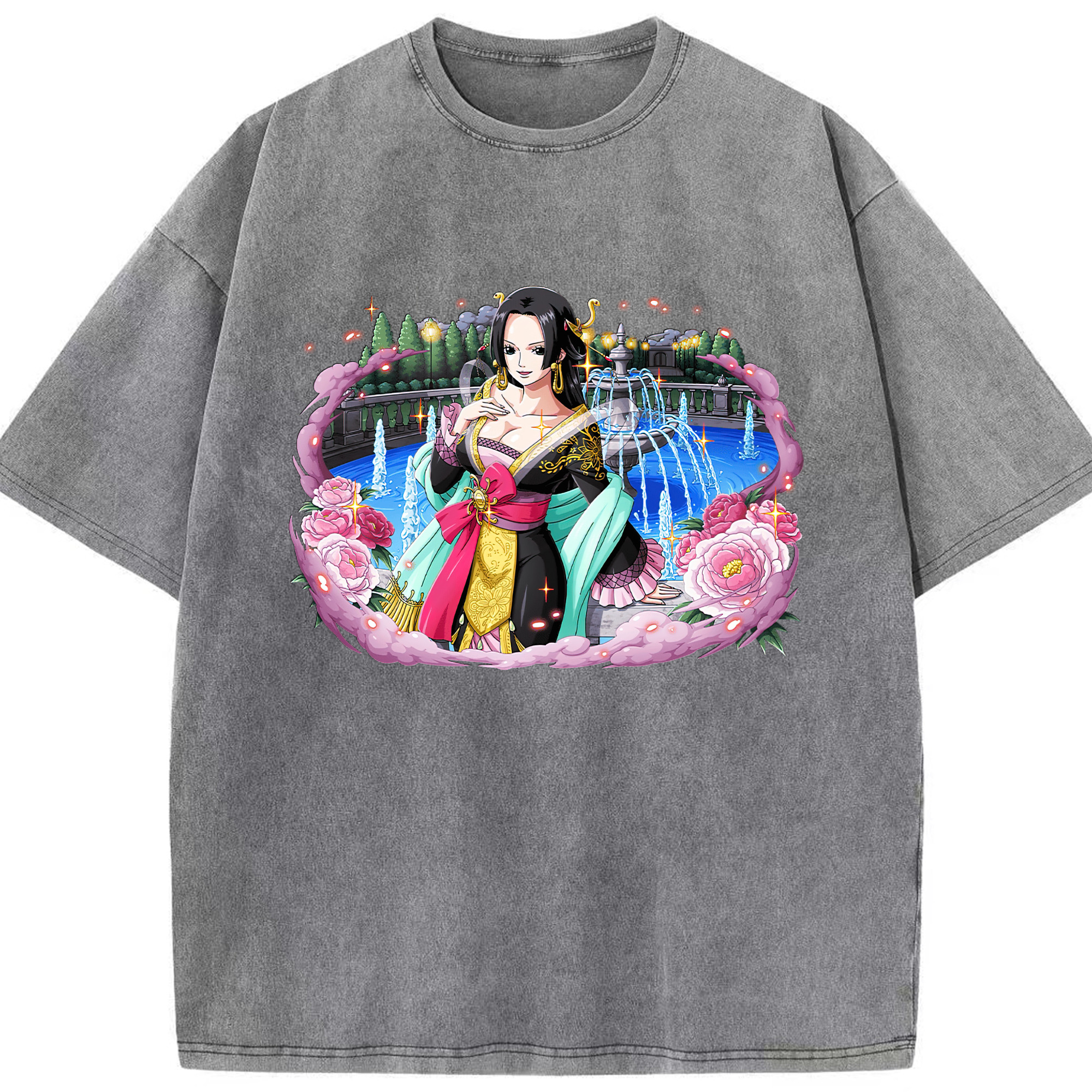 ワンピース ボア・ハンコック ONE PIECE Boa·Hancock 綿100% ヴィンテージ風 半袖Tシャツ（フロントプリント）