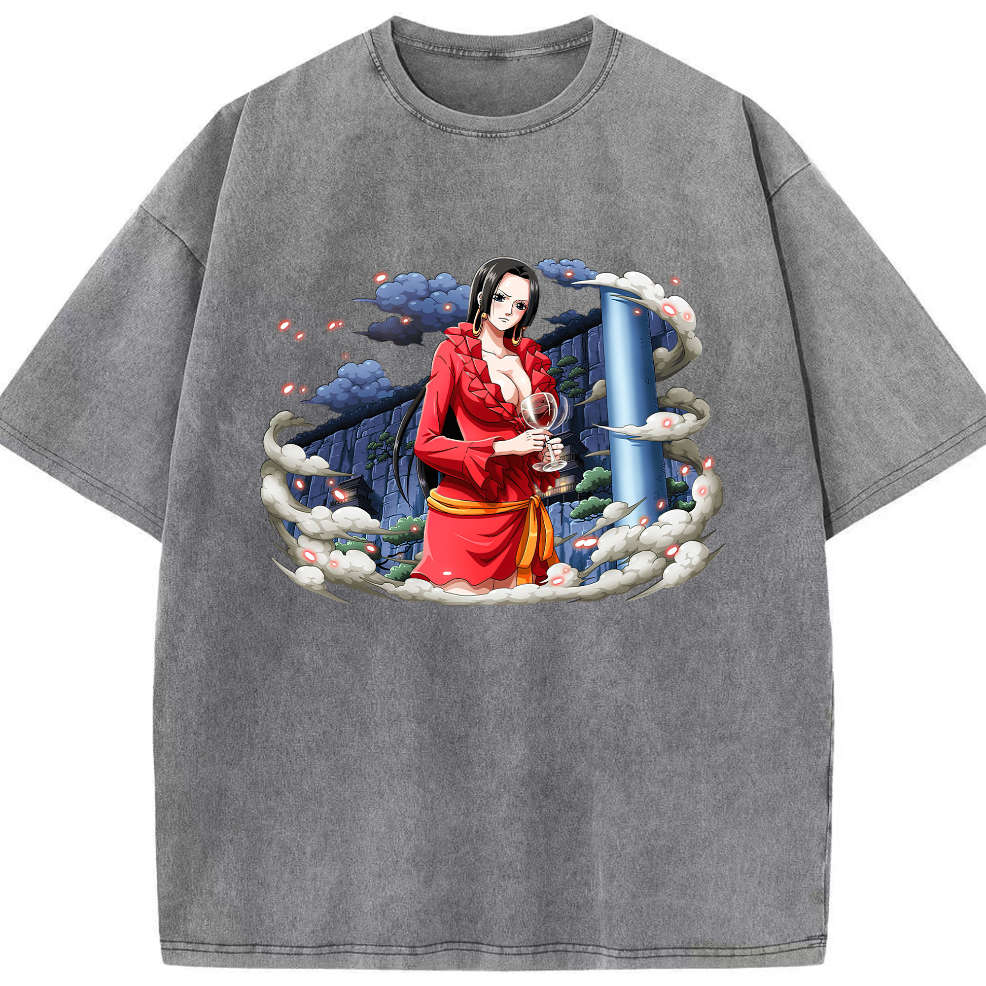 ワンピース ボア・ハンコック ONE PIECE Boa·Hancock 綿100% ヴィンテージ風 半袖Tシャツ（フロントプリント）
