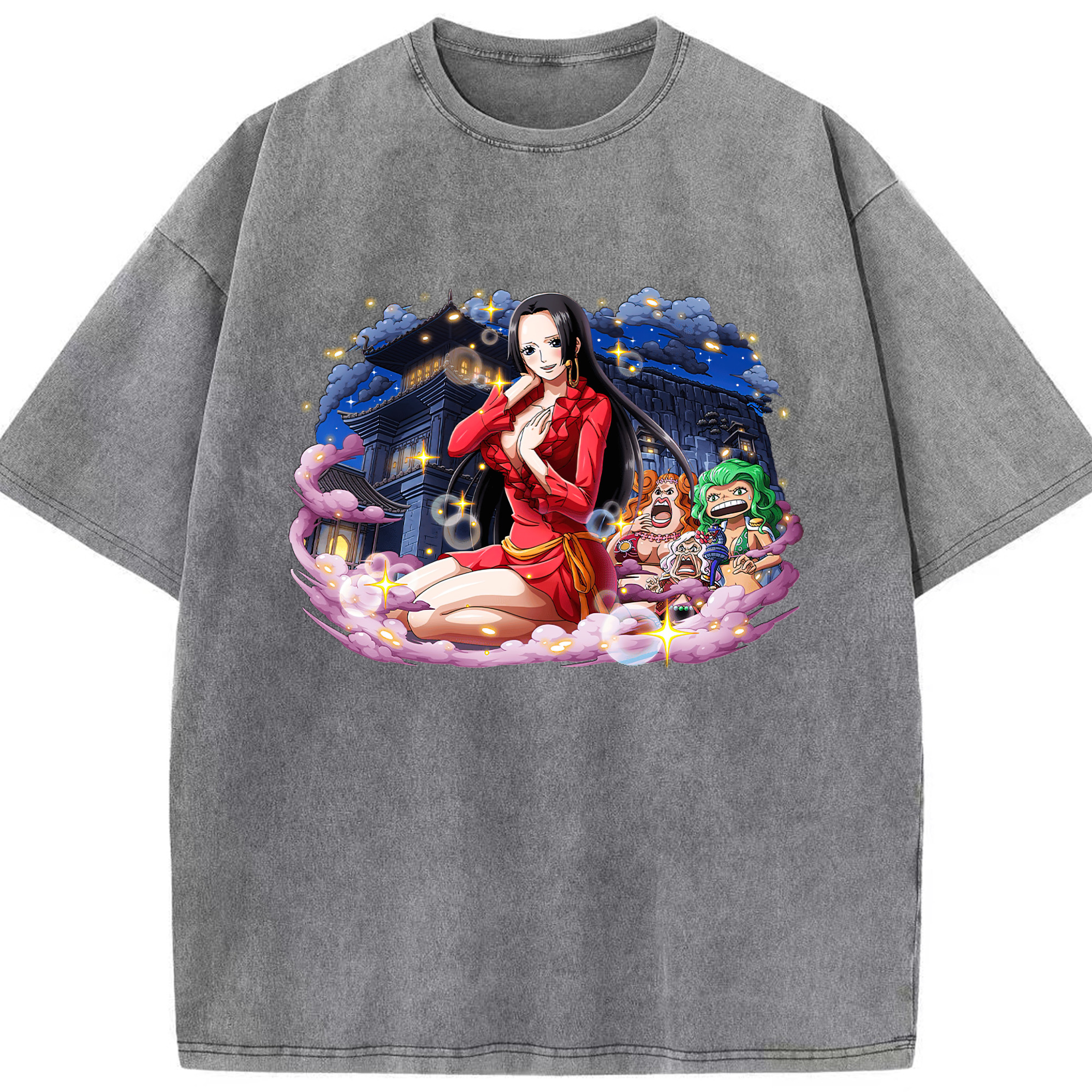 ワンピース ボア・ハンコック ONE PIECE Boa·Hancock 綿100% ヴィンテージ風 半袖Tシャツ（フロントプリント）