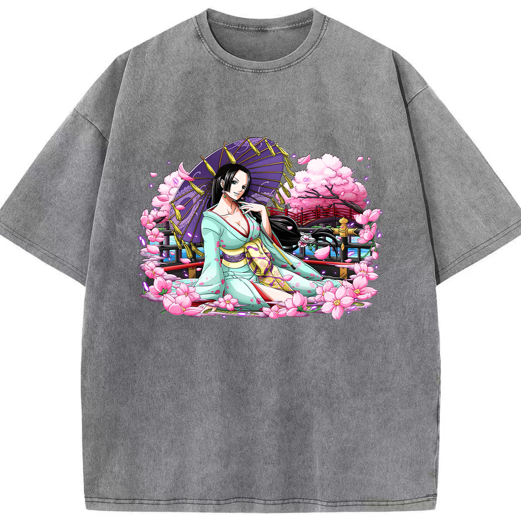 ワンピース ボア・ハンコック ONE PIECE Boa·Hancock 綿100% ヴィンテージ風 半袖Tシャツ（フロントプリント）