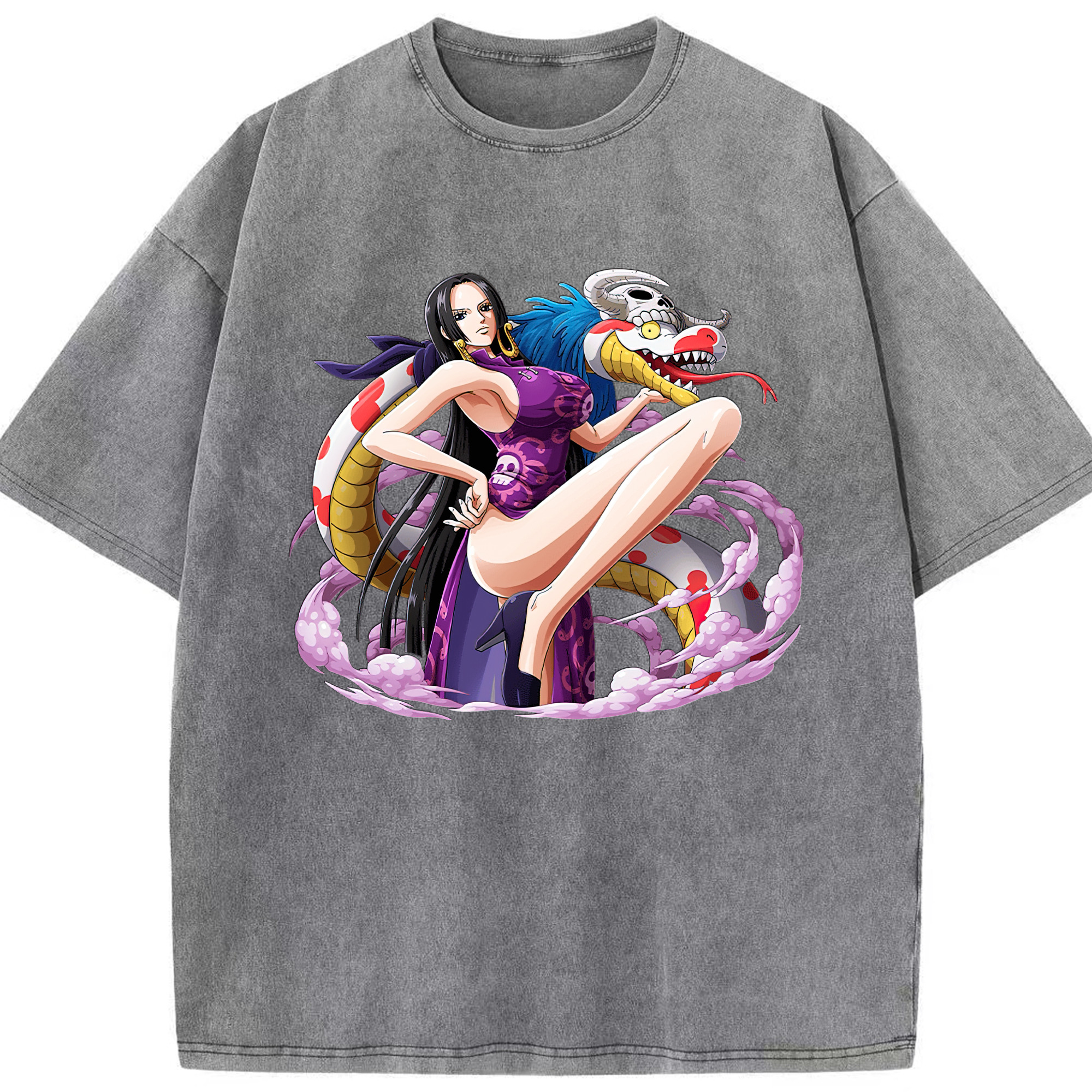 ワンピース ボア・ハンコック ONE PIECE Boa·Hancock 綿100% ヴィンテージ風 半袖Tシャツ（フロントプリント）
