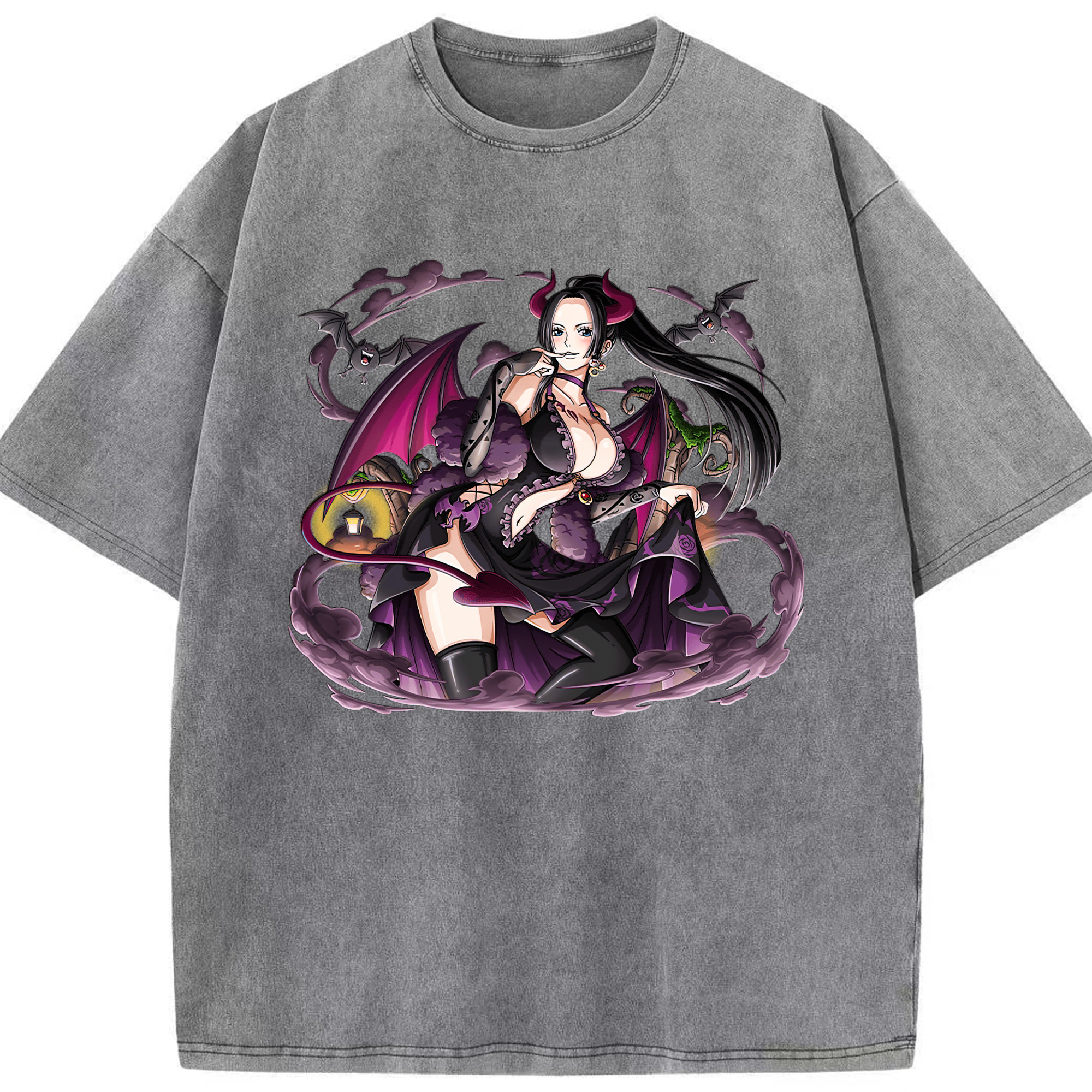 ワンピース ボア・ハンコック ONE PIECE Boa·Hancock 綿100% ヴィンテージ風 半袖Tシャツ（フロントプリント）