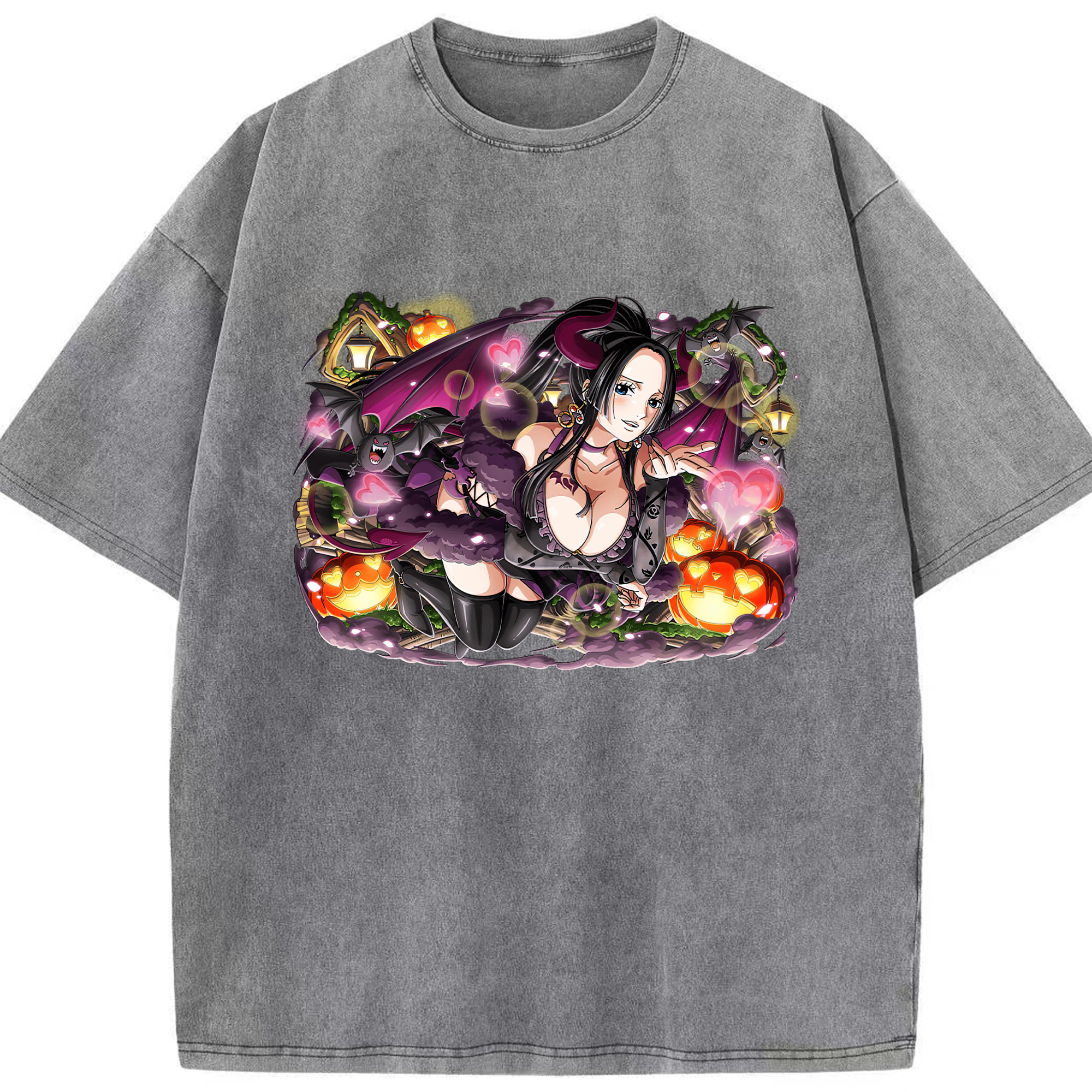 ワンピース ボア・ハンコック ONE PIECE Boa·Hancock 綿100% ヴィンテージ風 半袖Tシャツ（フロントプリント）