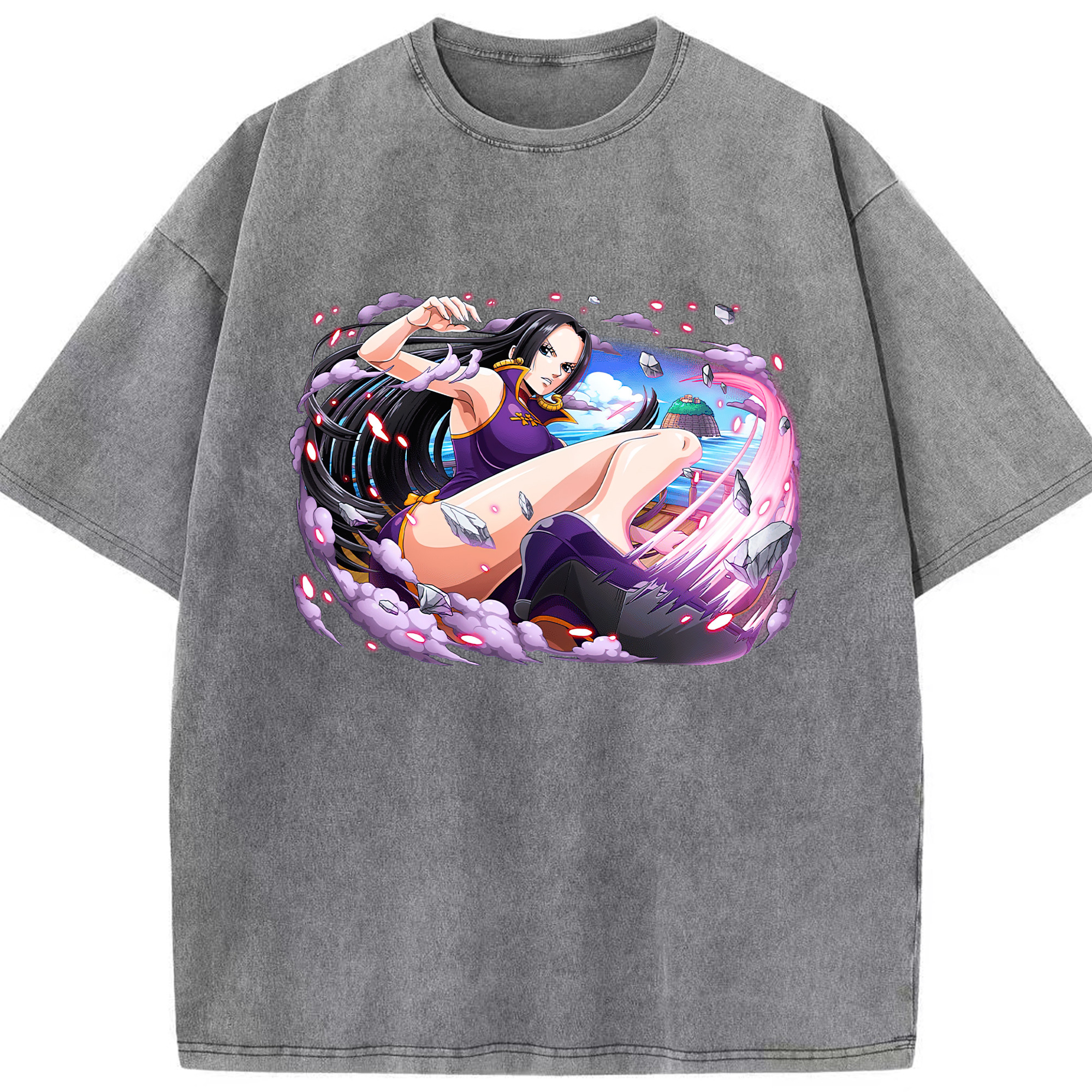 ワンピース ボア・ハンコック ONE PIECE Boa·Hancock 綿100% ヴィンテージ風 半袖Tシャツ（フロントプリント）