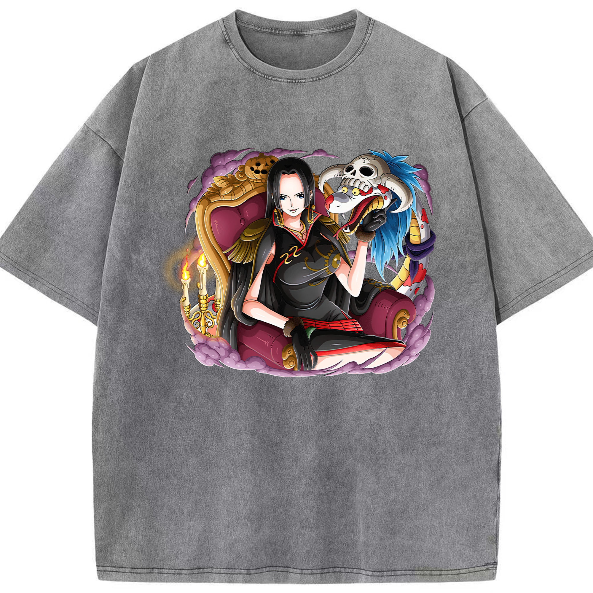 ワンピース ボア・ハンコック ONE PIECE Boa·Hancock 綿100% ヴィンテージ風 半袖Tシャツ（フロントプリント）