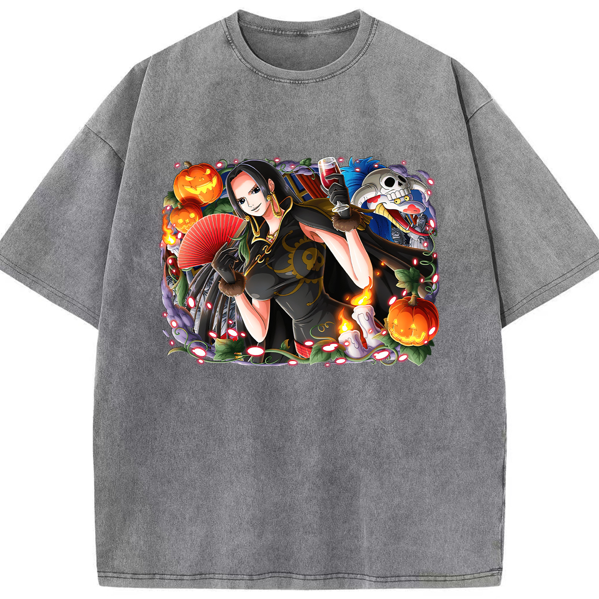 ワンピース ボア・ハンコック ONE PIECE Boa·Hancock 綿100% ヴィンテージ風 半袖Tシャツ（フロントプリント）