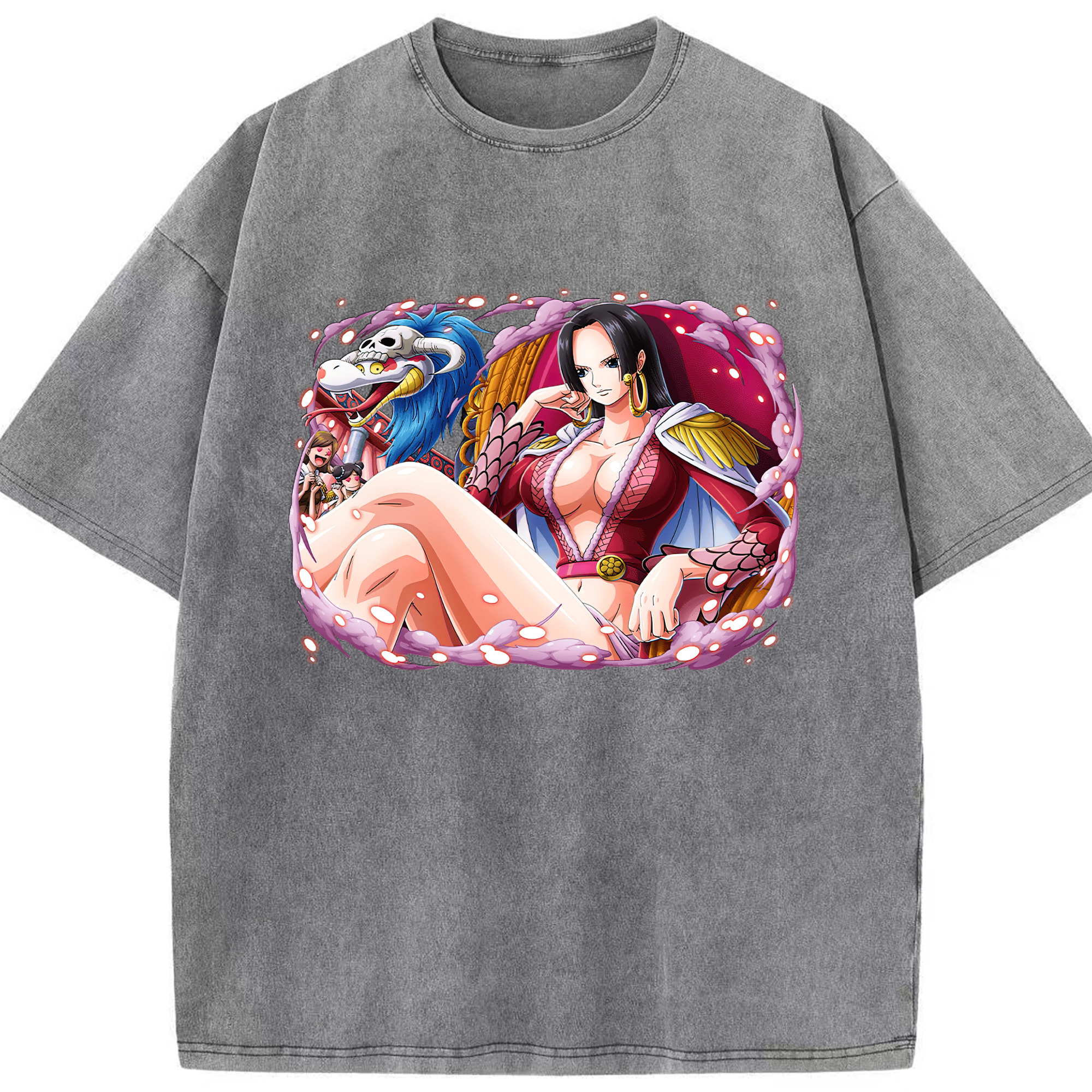 ワンピース ボア・ハンコック ONE PIECE Boa·Hancock 綿100% ヴィンテージ風 半袖Tシャツ（フロントプリント）