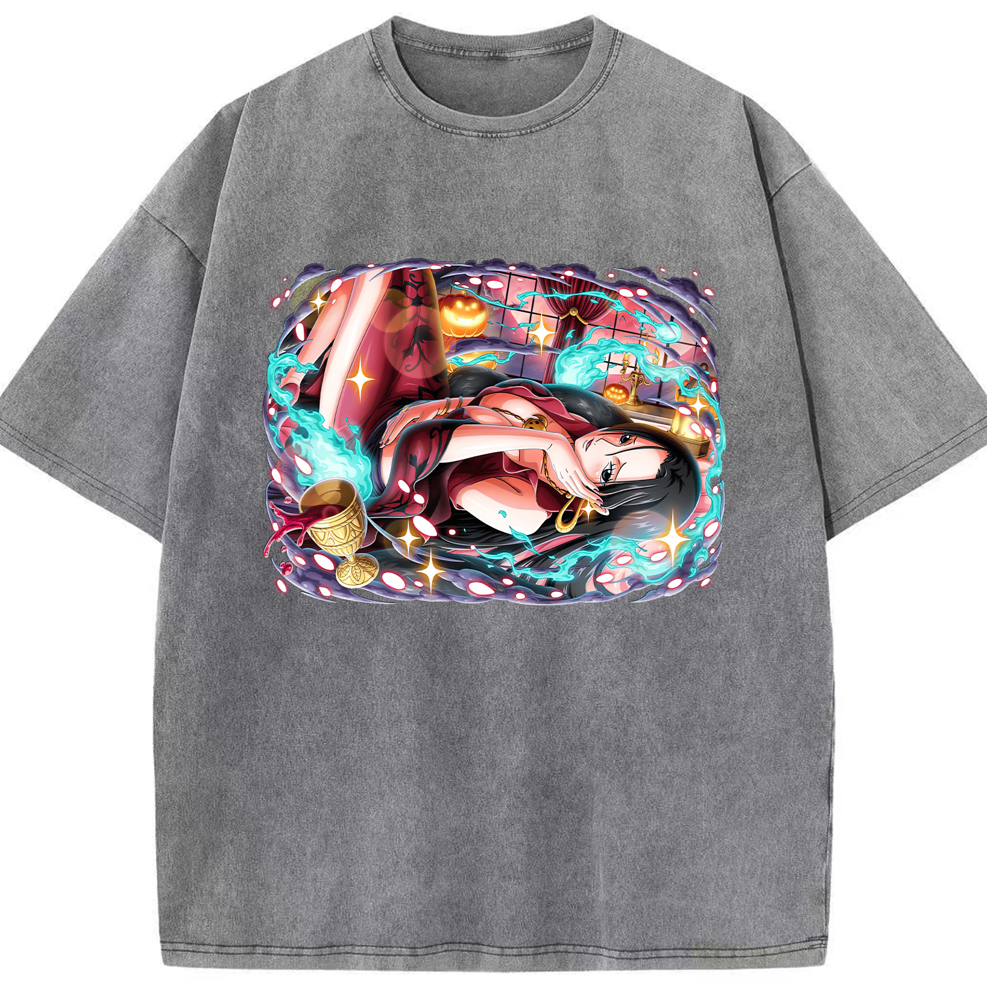 ワンピース ボア・ハンコック ONE PIECE Boa·Hancock 綿100% ヴィンテージ風 半袖Tシャツ（フロントプリント）