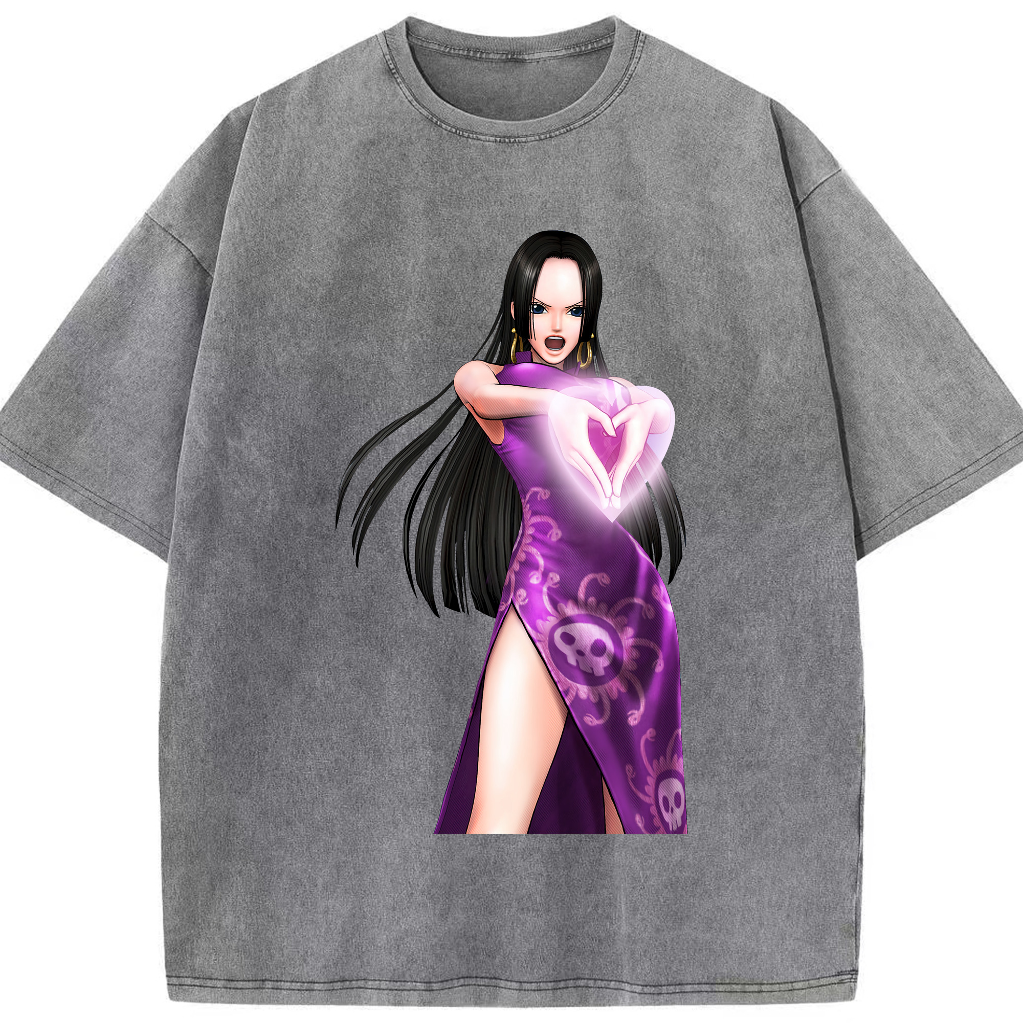 ワンピース ボア・ハンコック ONE PIECE Boa·Hancock 綿100% ヴィンテージ風 半袖Tシャツ（フロントプリント）