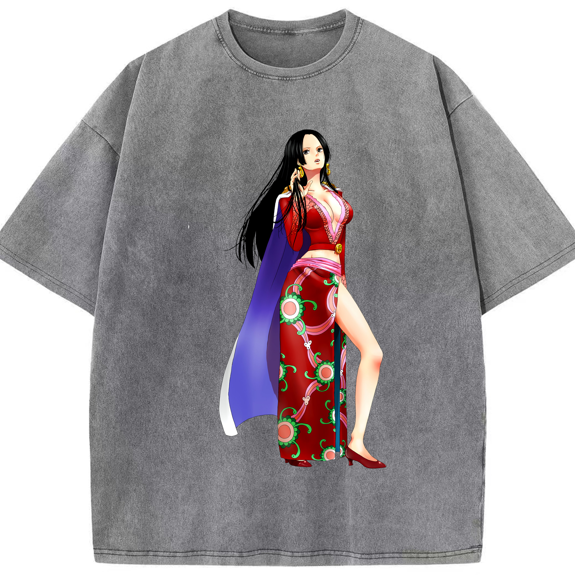 ワンピース ボア・ハンコック ONE PIECE Boa·Hancock 綿100% ヴィンテージ風 半袖Tシャツ（フロントプリント）