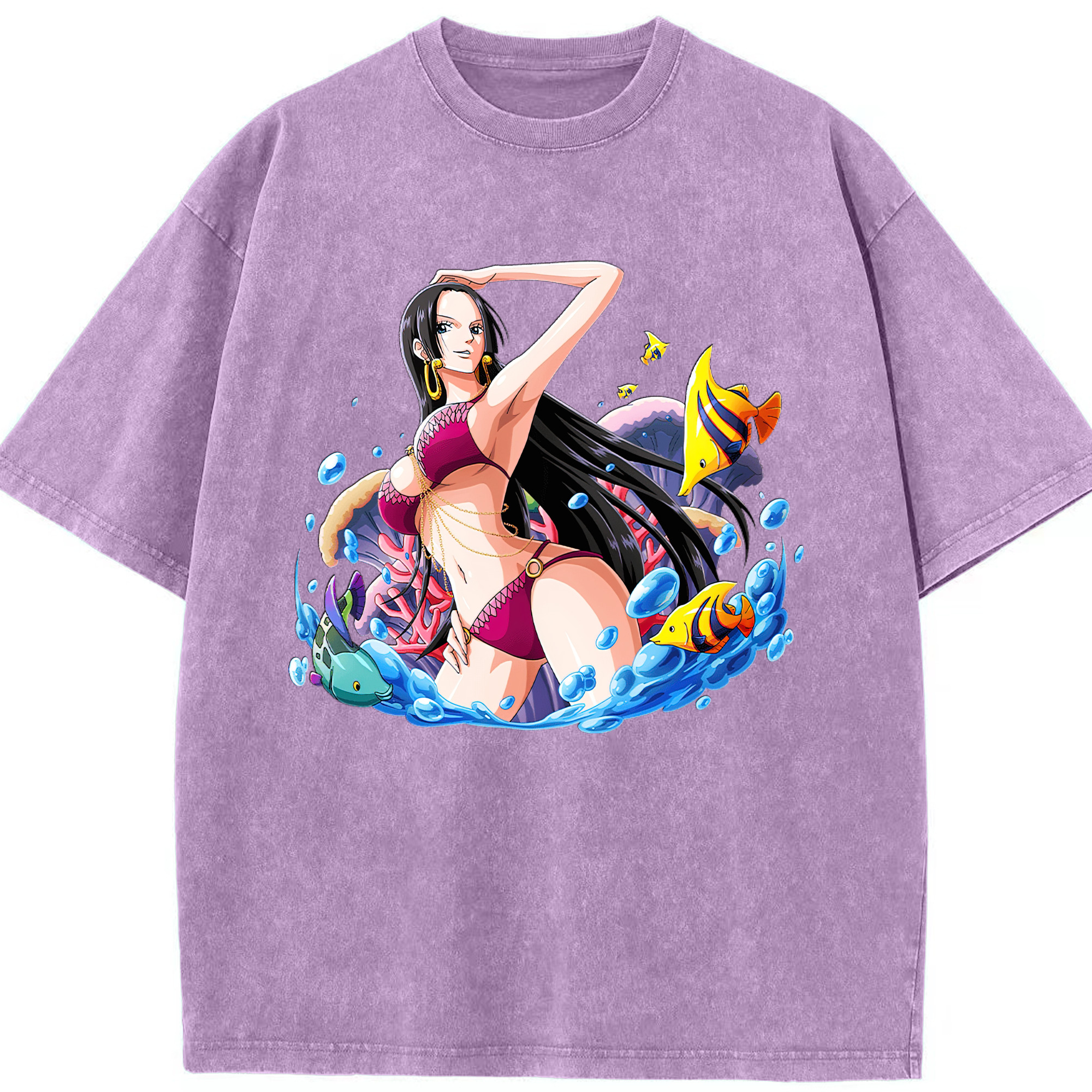 ワンピース ボア・ハンコック ONE PIECE Boa·Hancock 綿100% ヴィンテージ風 半袖Tシャツ（フロントプリント）