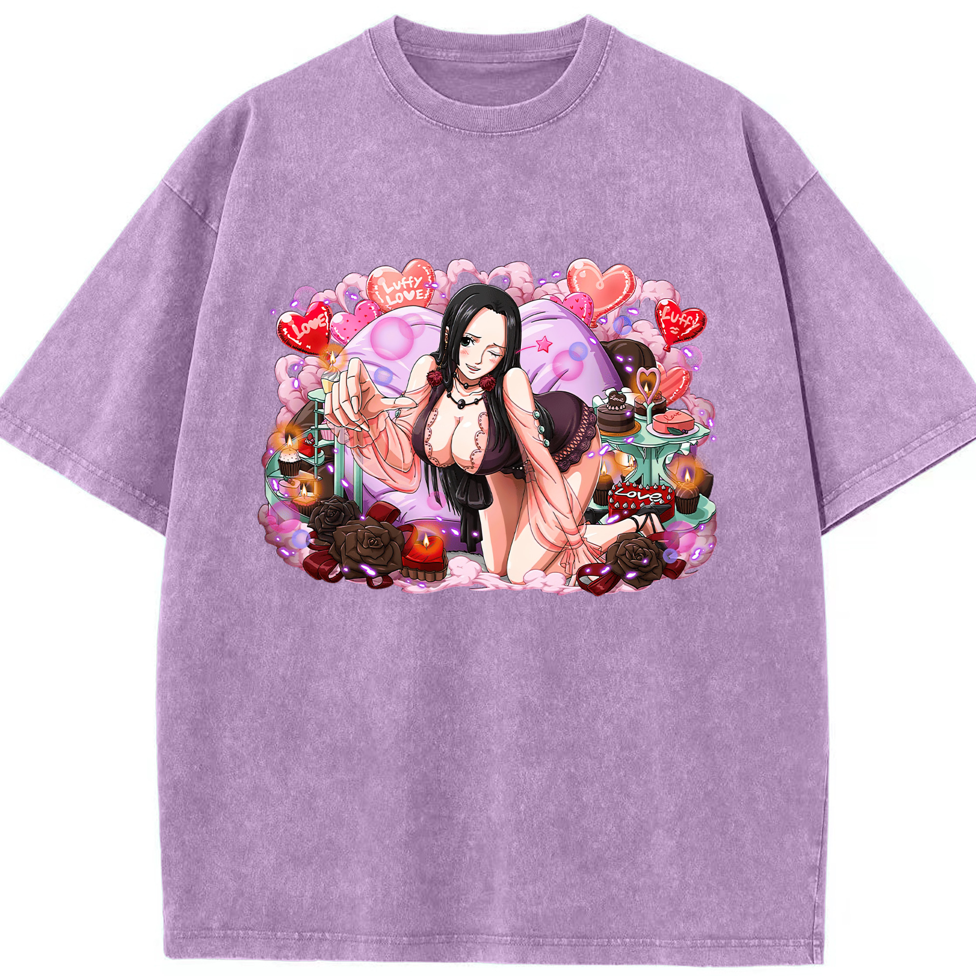 ワンピース ボア・ハンコック ONE PIECE Boa·Hancock 綿100% ヴィンテージ風 半袖Tシャツ（フロントプリント）