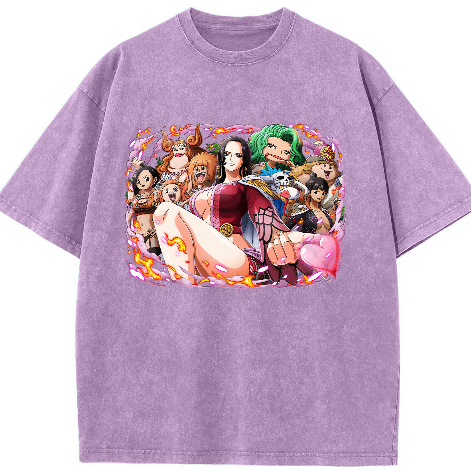 ワンピース ボア・ハンコック ONE PIECE Boa·Hancock 綿100% ヴィンテージ風 半袖Tシャツ（フロントプリント）