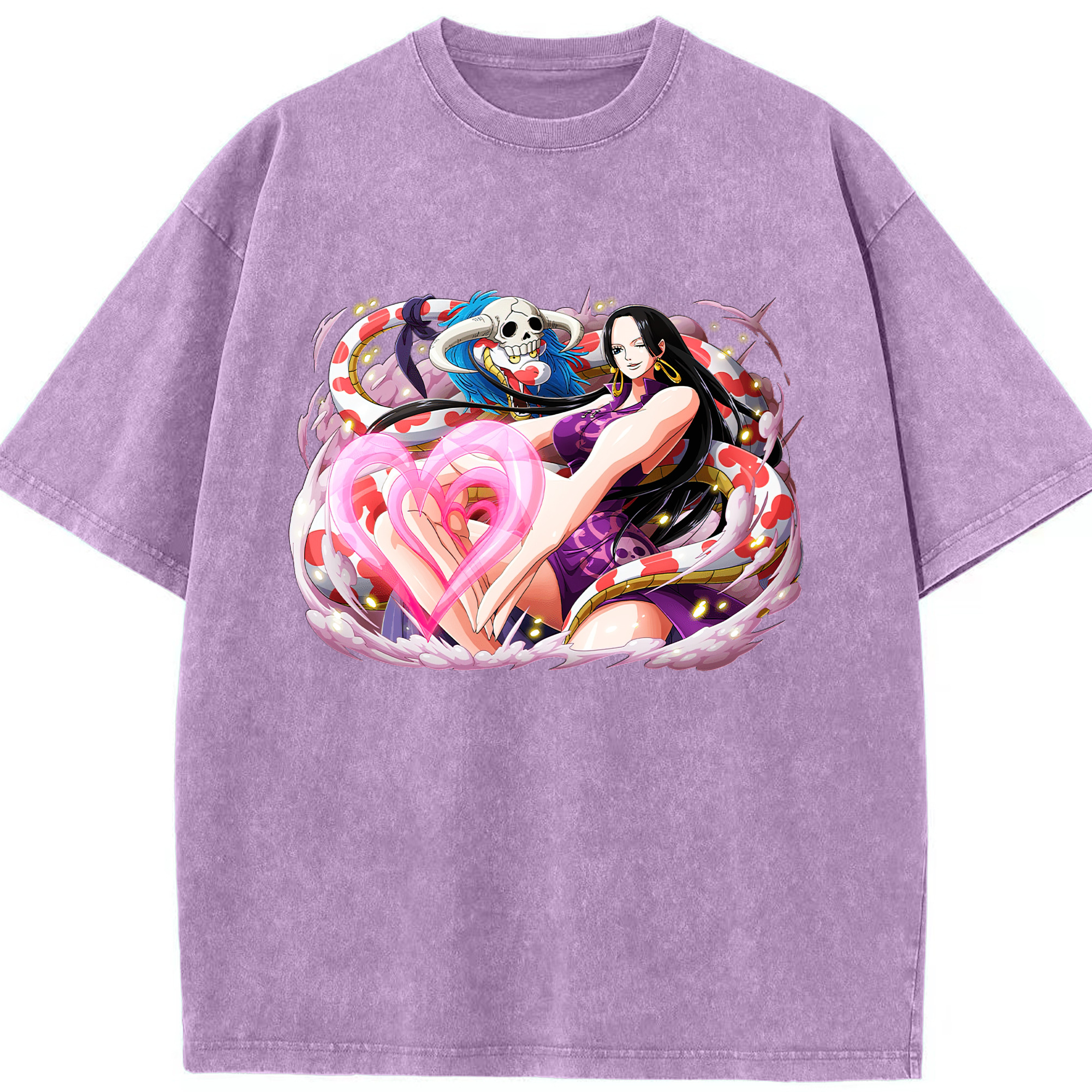 ワンピース ボア・ハンコック ONE PIECE Boa·Hancock 綿100% ヴィンテージ風 半袖Tシャツ（フロントプリント）