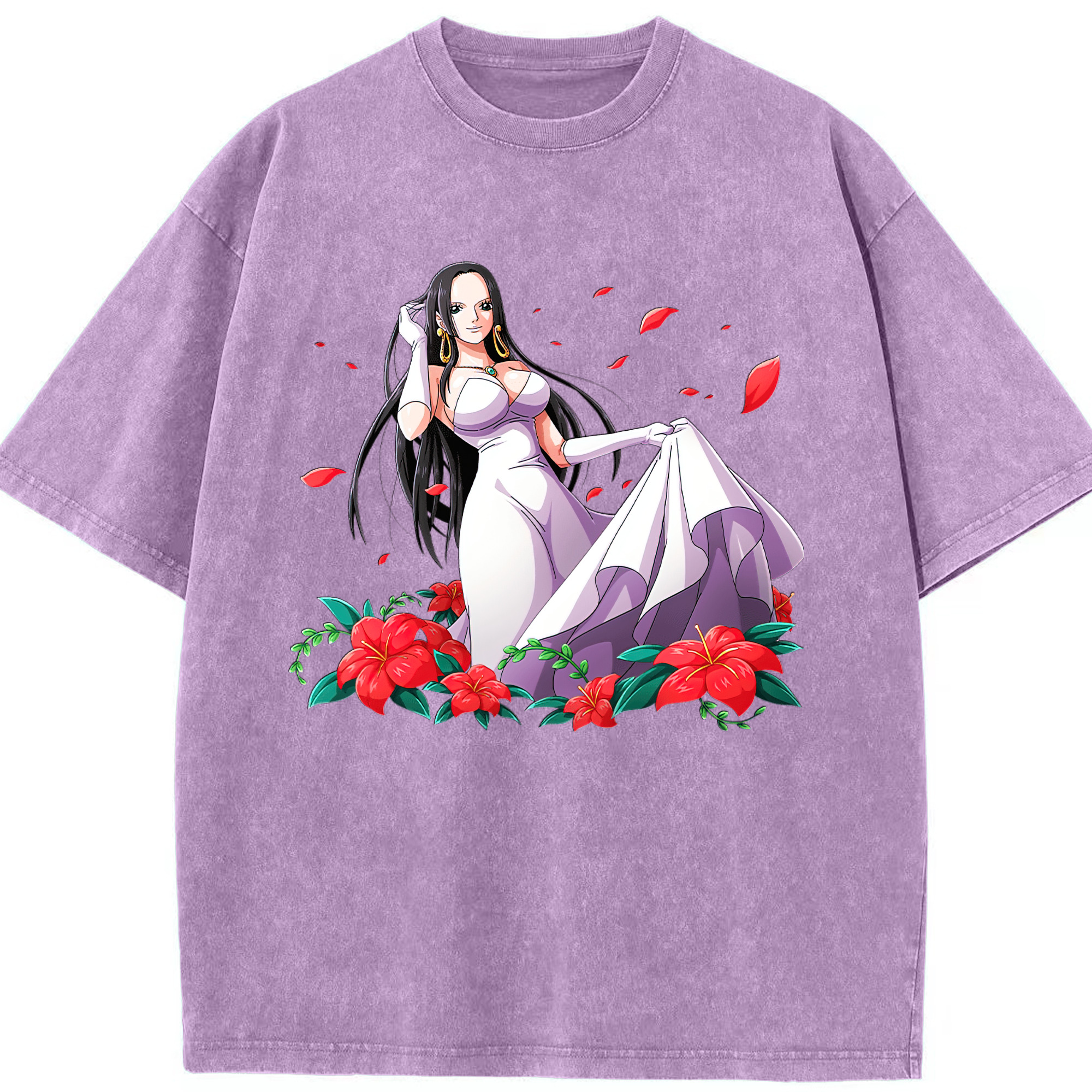 ワンピース ボア・ハンコック ONE PIECE Boa·Hancock 綿100% ヴィンテージ風 半袖Tシャツ（フロントプリント）