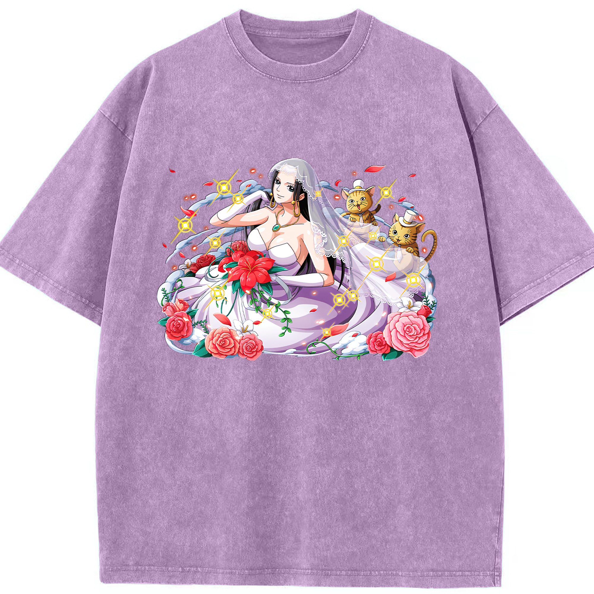 ワンピース ボア・ハンコック ONE PIECE Boa·Hancock 綿100% ヴィンテージ風 半袖Tシャツ（フロントプリント）