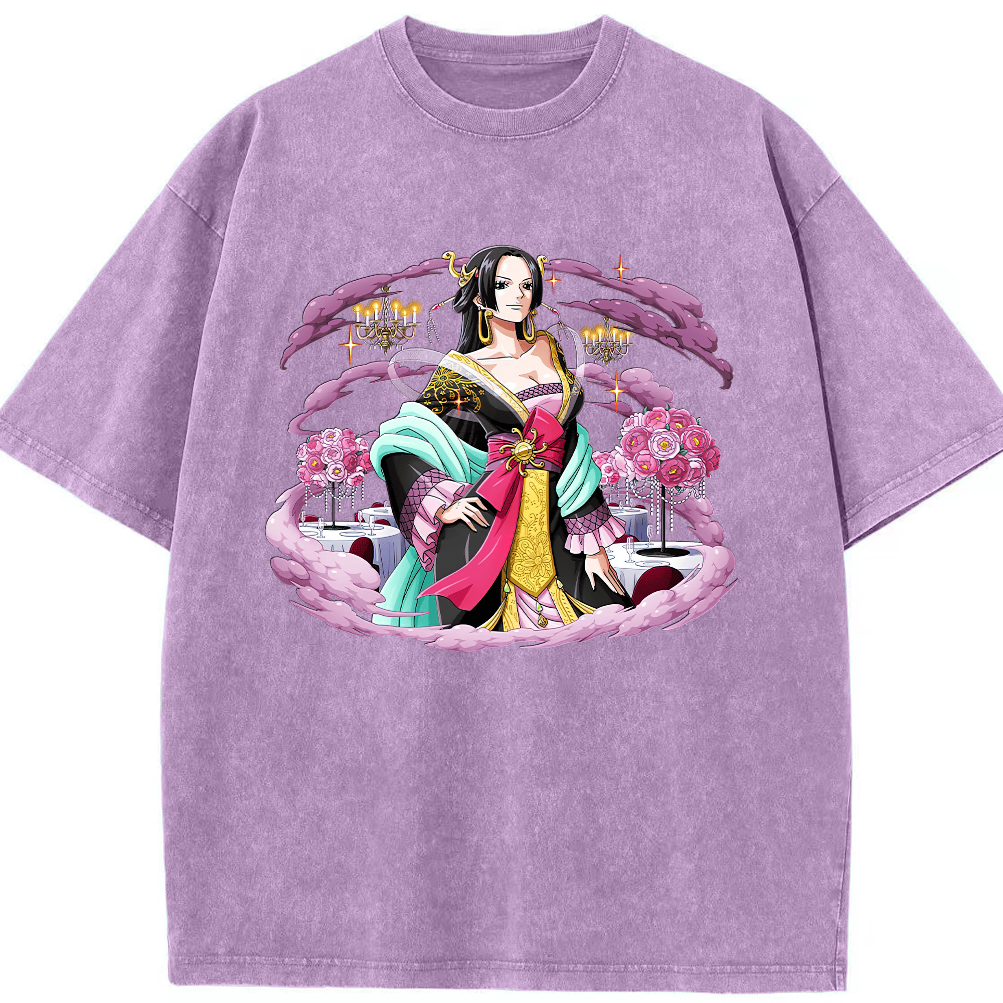 ワンピース ボア・ハンコック ONE PIECE Boa·Hancock 綿100% ヴィンテージ風 半袖Tシャツ（フロントプリント）