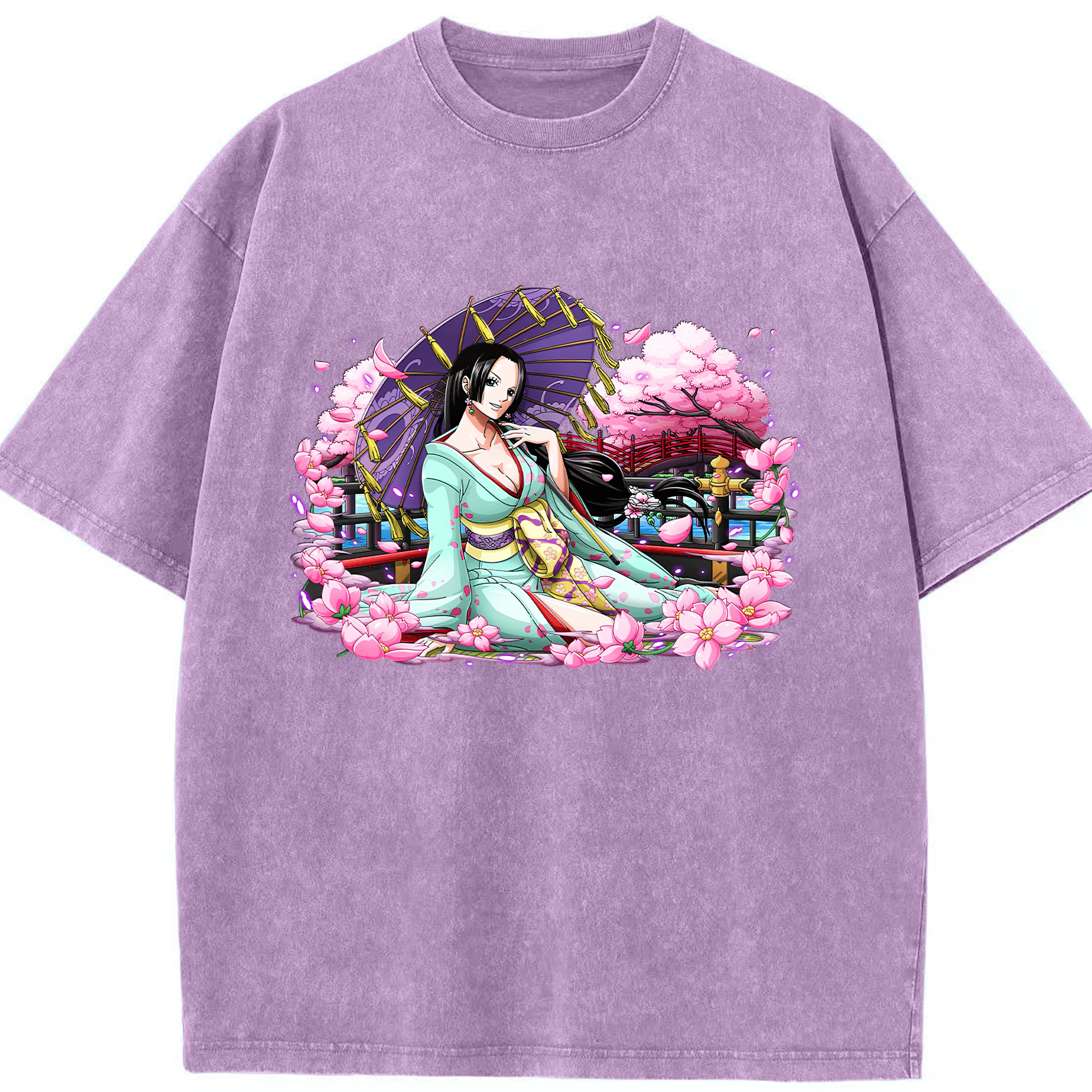 ワンピース ボア・ハンコック ONE PIECE Boa·Hancock 綿100% ヴィンテージ風 半袖Tシャツ（フロントプリント）