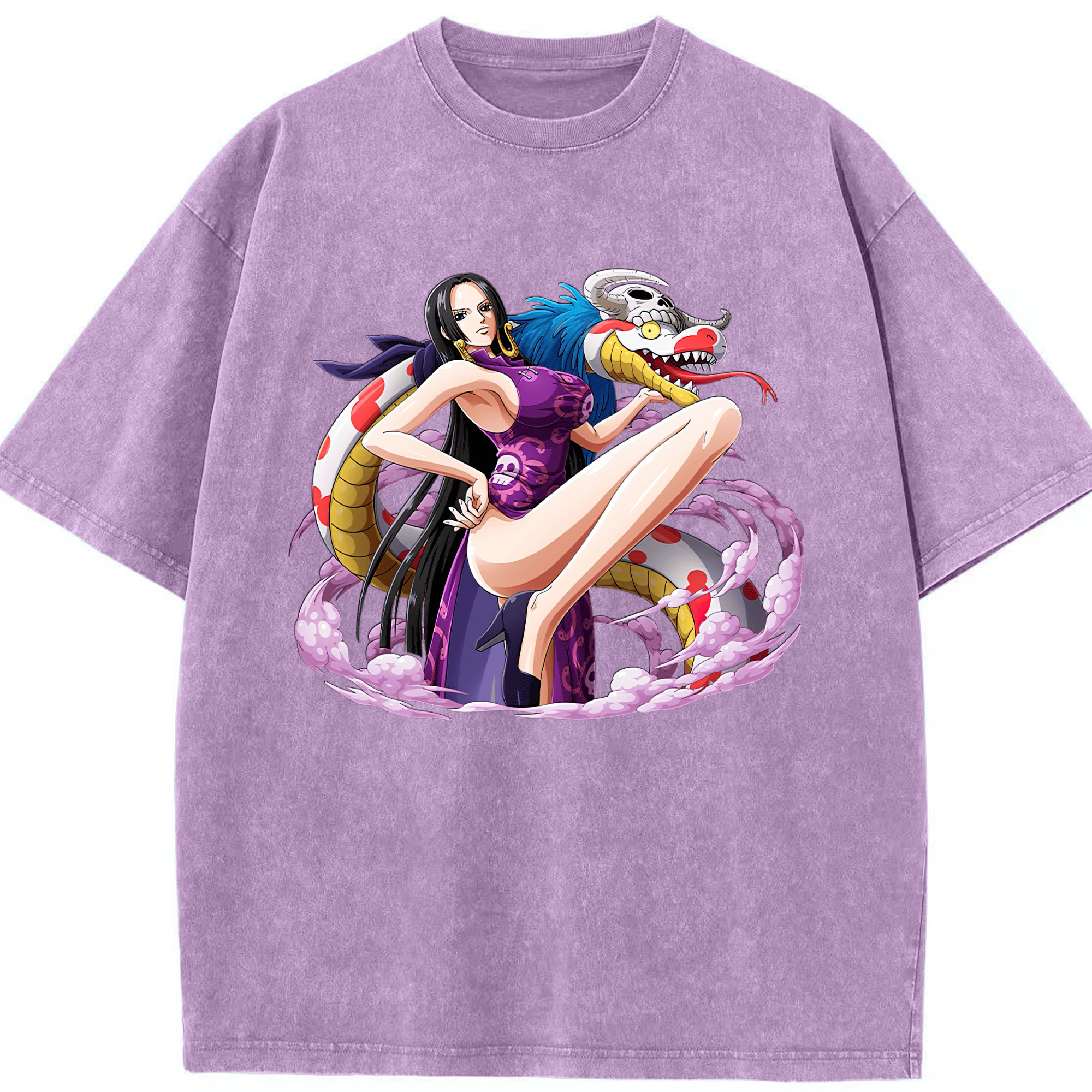 ワンピース ボア・ハンコック ONE PIECE Boa·Hancock 綿100% ヴィンテージ風 半袖Tシャツ（フロントプリント）