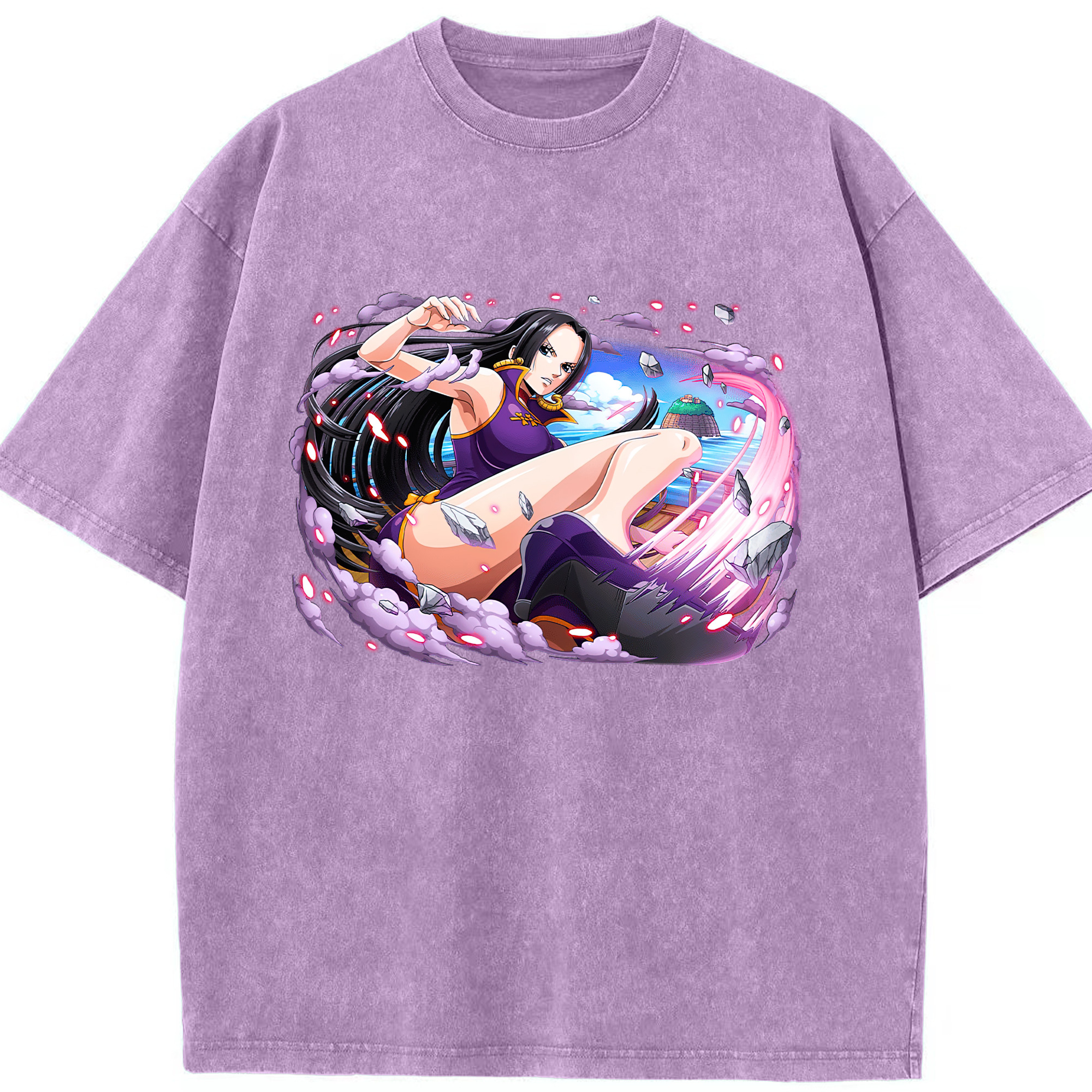 ワンピース ボア・ハンコック ONE PIECE Boa·Hancock 綿100% ヴィンテージ風 半袖Tシャツ（フロントプリント）