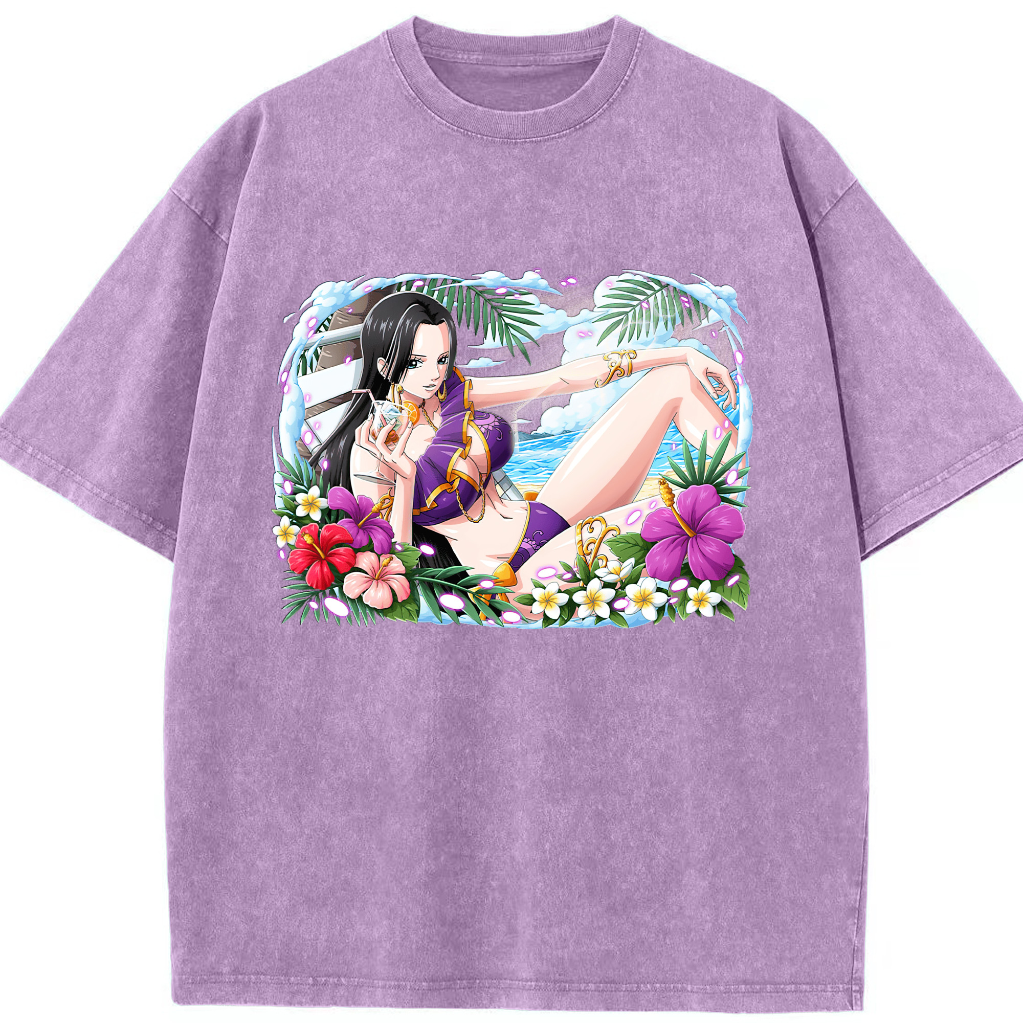 ワンピース ボア・ハンコック ONE PIECE Boa·Hancock 綿100% ヴィンテージ風 半袖Tシャツ（フロントプリント）