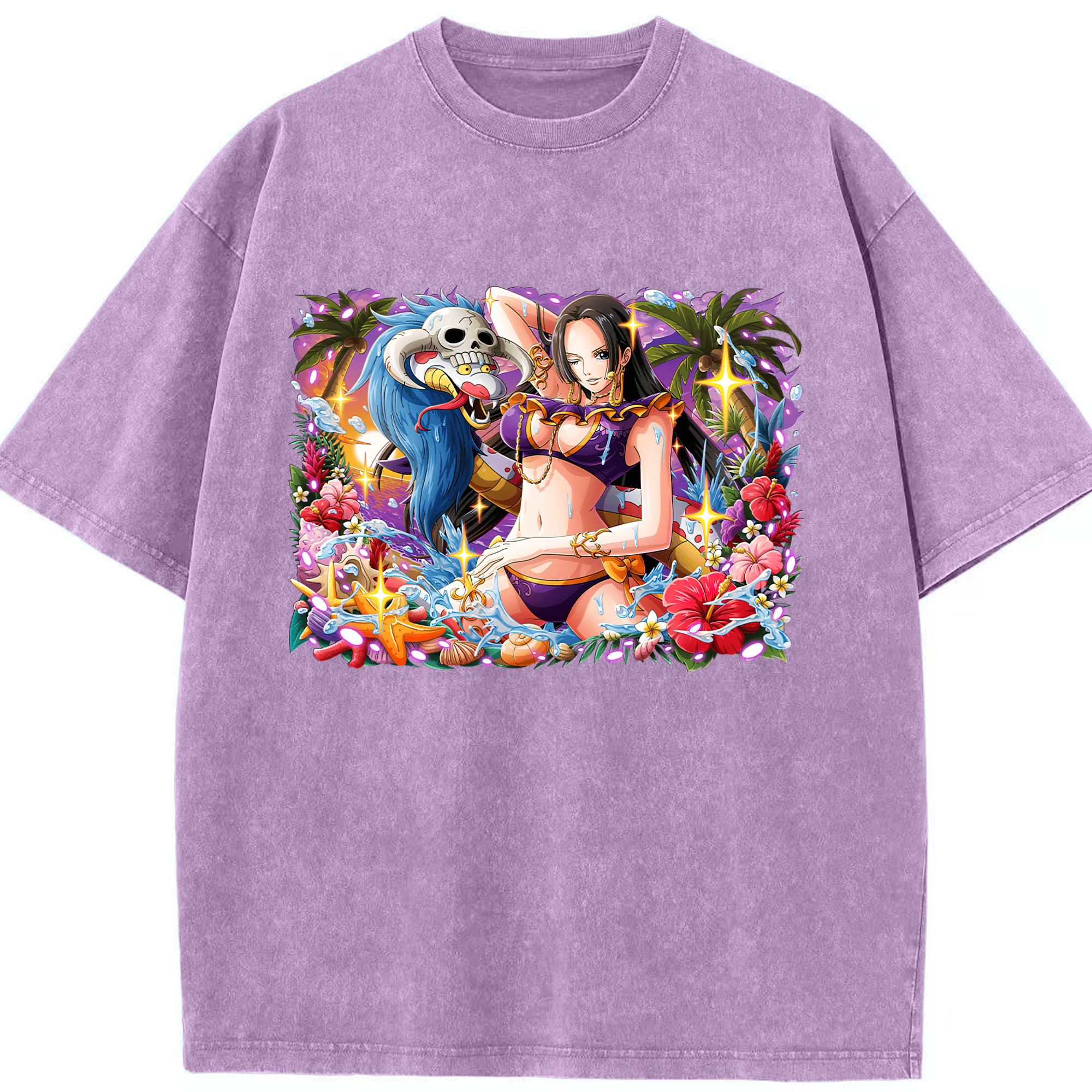 ワンピース ボア・ハンコック ONE PIECE Boa·Hancock 綿100% ヴィンテージ風 半袖Tシャツ（フロントプリント）